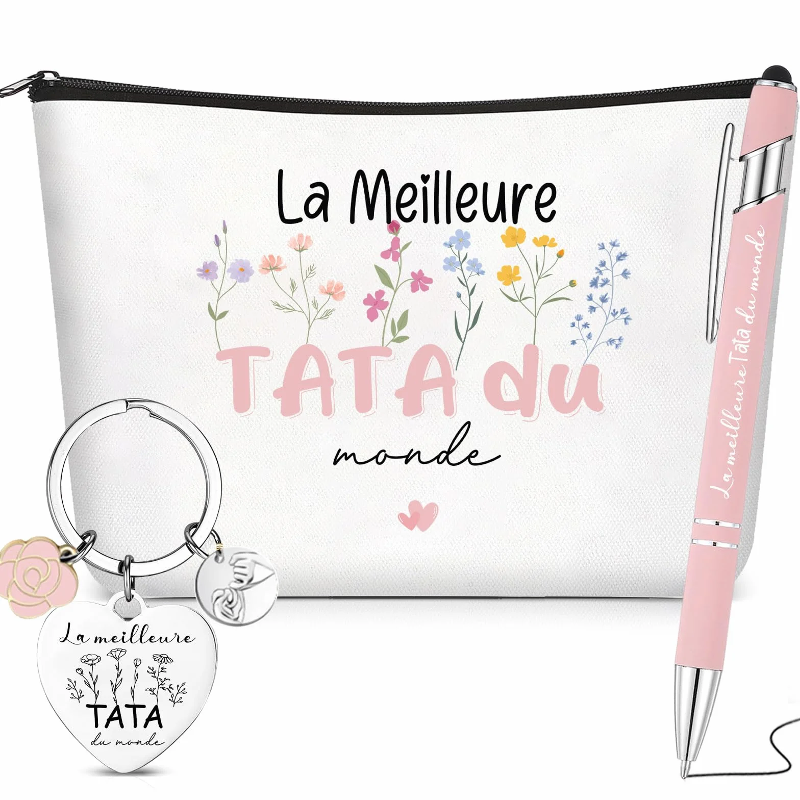 Hestya Trousse à Maquillage Porte Clés Stylo à Bille Cadeau pour Tata