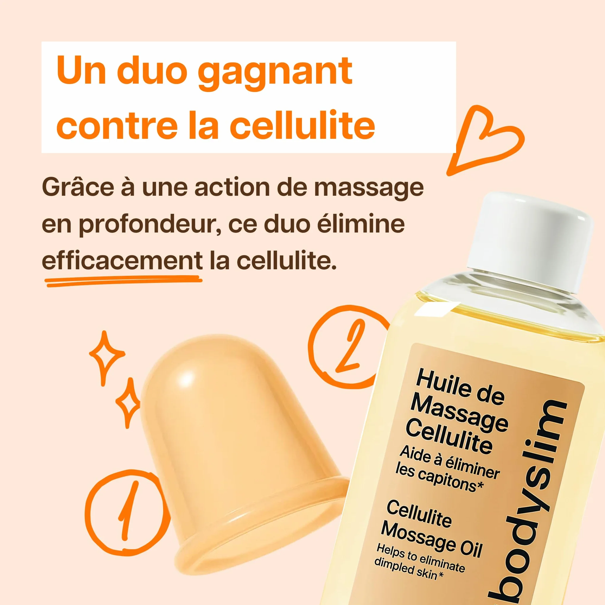 Huile Anti-Cellulite Naturelle 150 ml Massage Ventouse Palper-Rouler Huiles d'Amande Douce Tournesol 99% Ingrédients Naturels