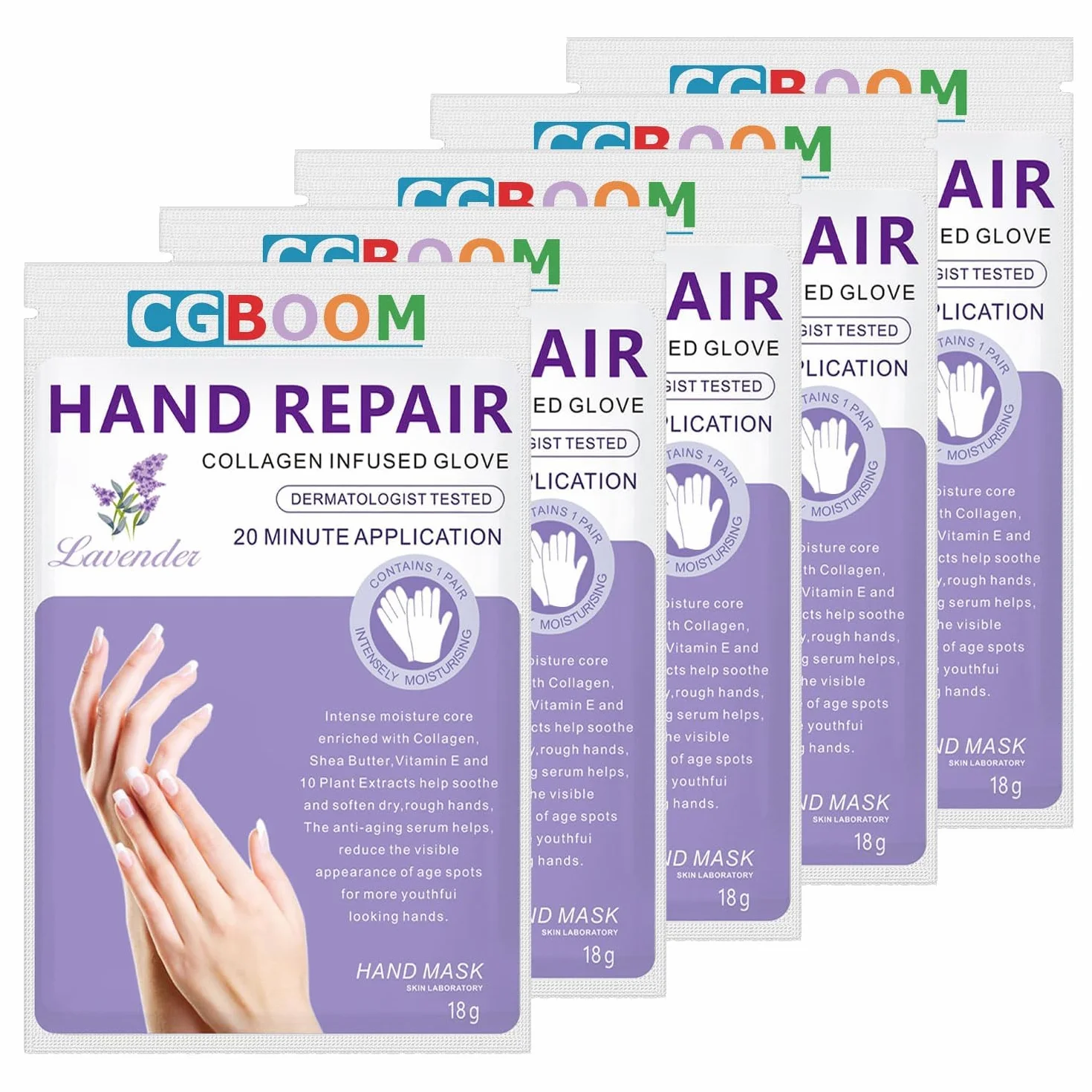 Masques hydratants exfoliants pour les mains - Gants nourrissants peau sèche craquelée - Lavande