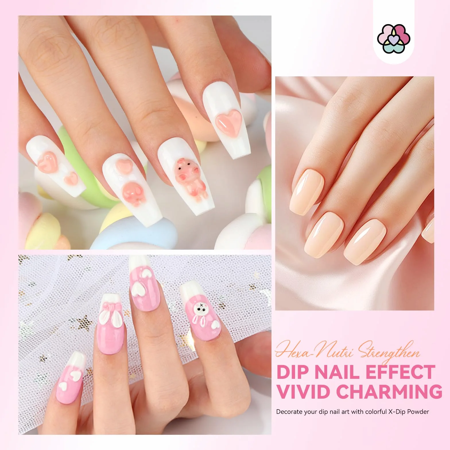 SAVILAND Kit Dipping Powder Professionnel Démarrage Ongles 4 Couleurs Claire Blanc Rose Nudes Base Activateur Top Coat