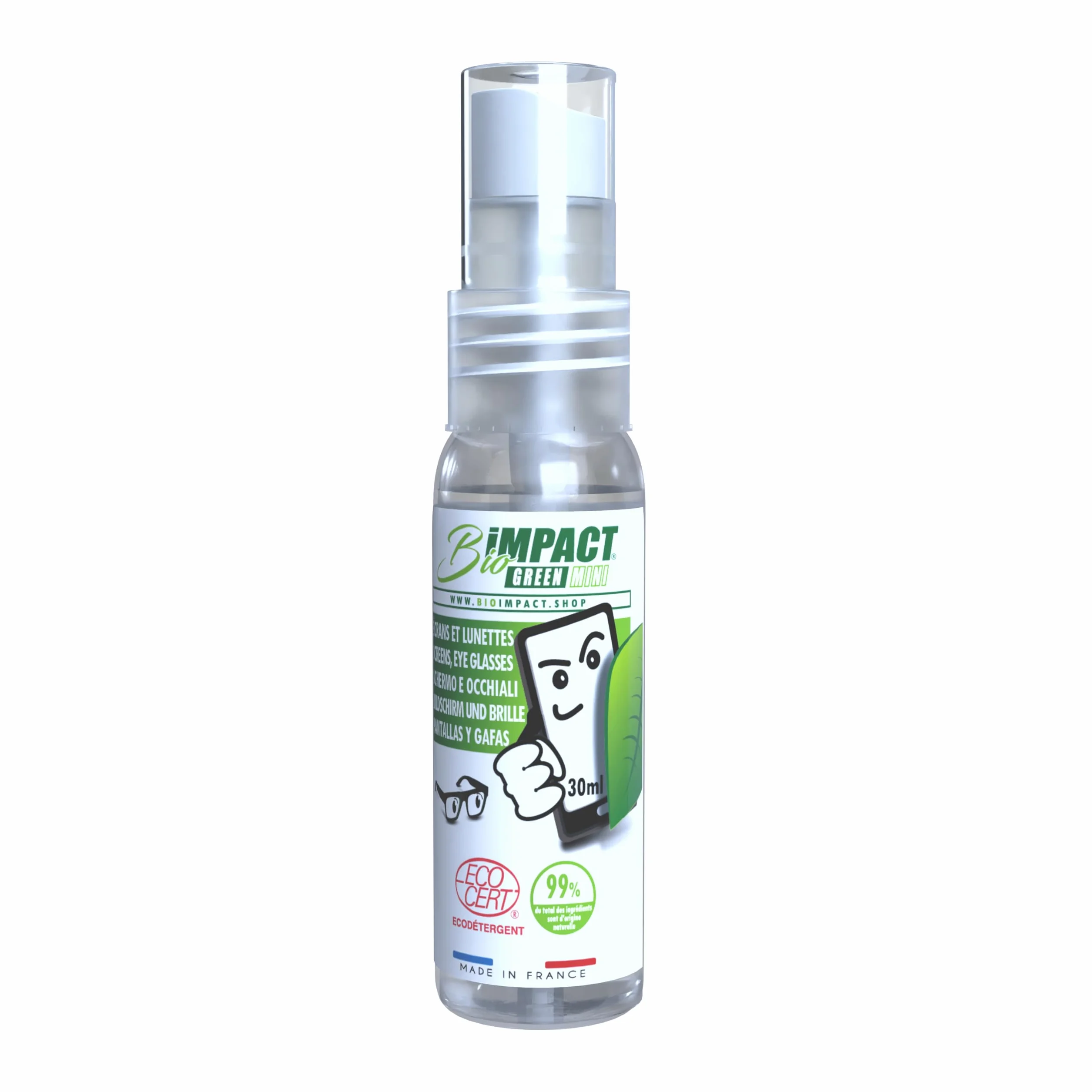 Nettoyant écran Smartphone et Lunettes 30ml 99% Naturel certifié ECOCERT