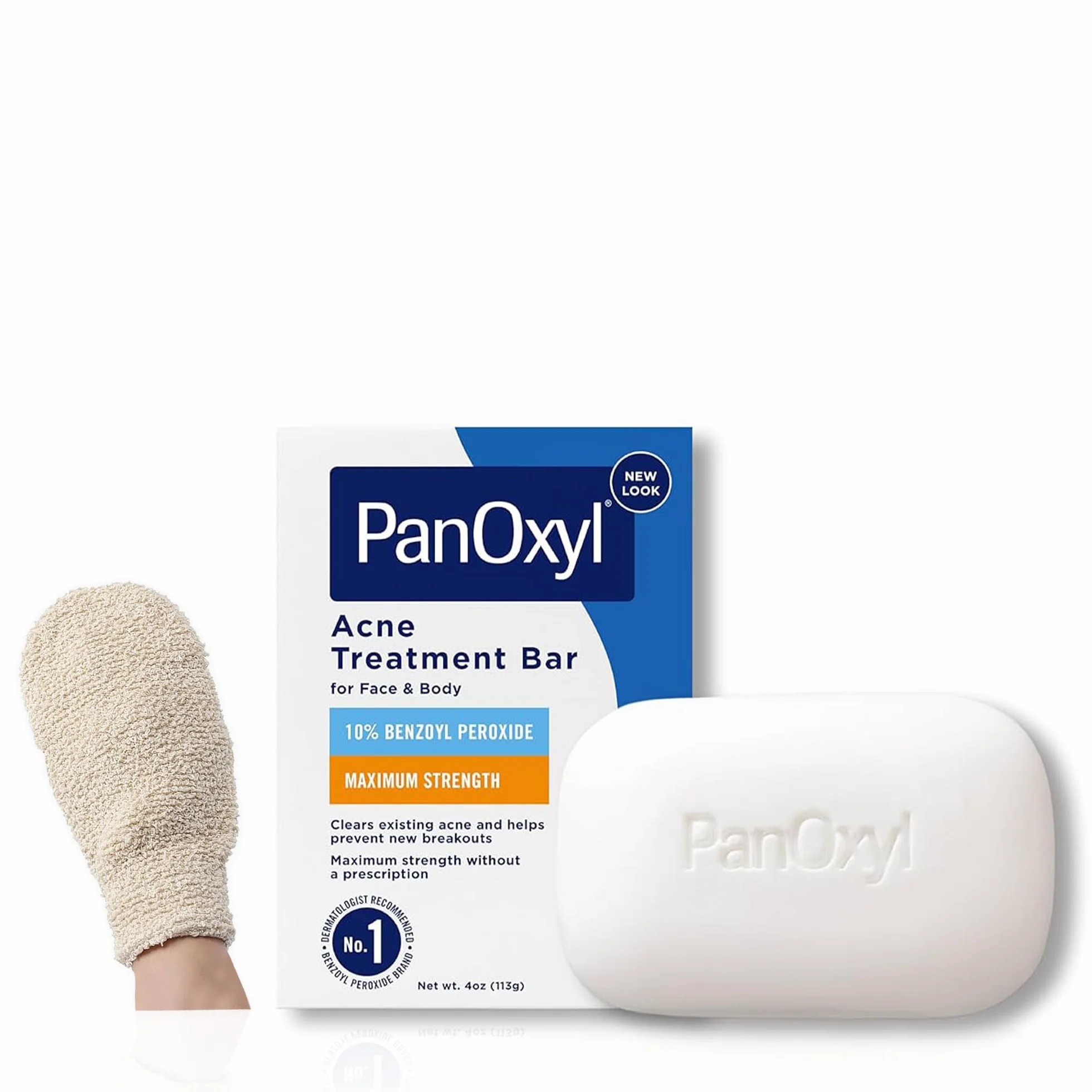 PanOxil Ensemble de soins de la peau anti-acné 118 ml savon végétalien visage corps gant de bain LuxPaks