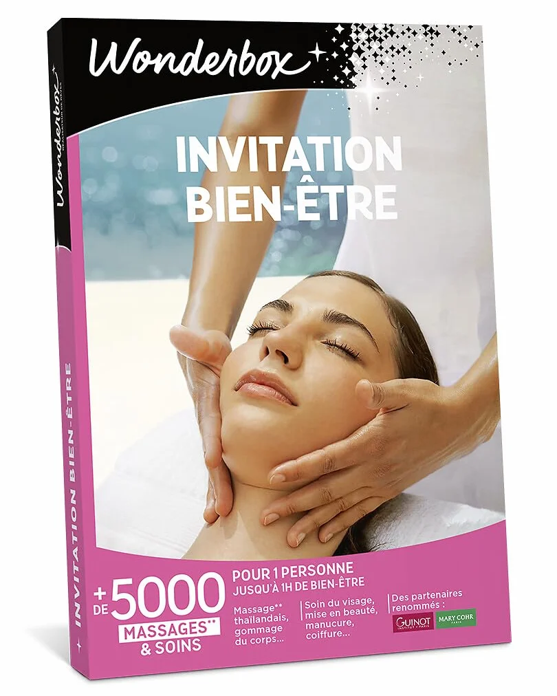 Wonderbox Coffret Cadeau Invitation au Bien Être 5000 Soins du Visage Gommage aux Agrumes Beauté des Mains Accès au Spa pour 1 Personne