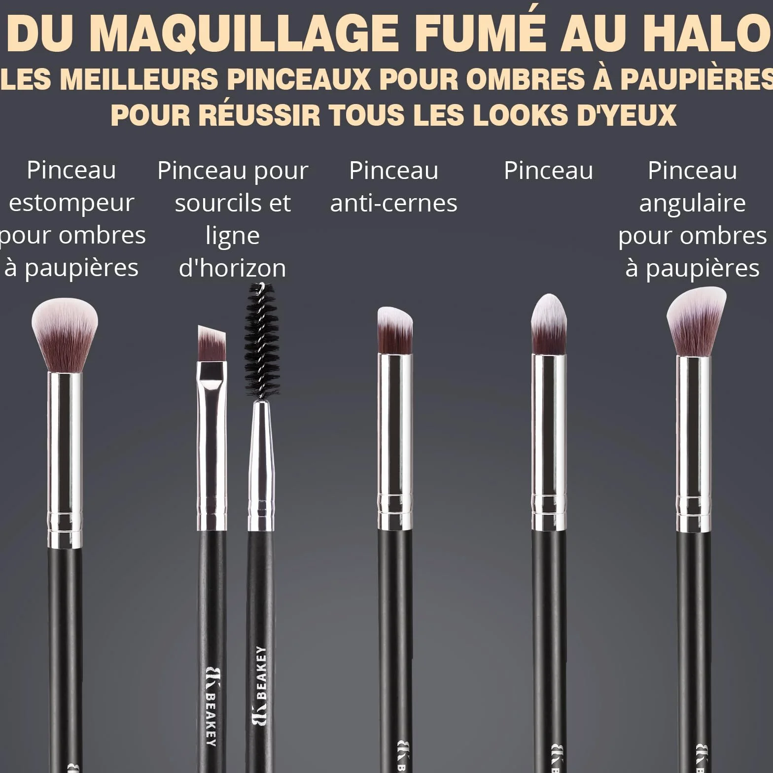 BEAKEY Pinceaux Maquillages Professionnel, 10+2 Pcs Maquillage Pinceau Set Fond de Teint Blush L'anti-cernes Fard à Paupières Poudre Libre, Noir/Argent