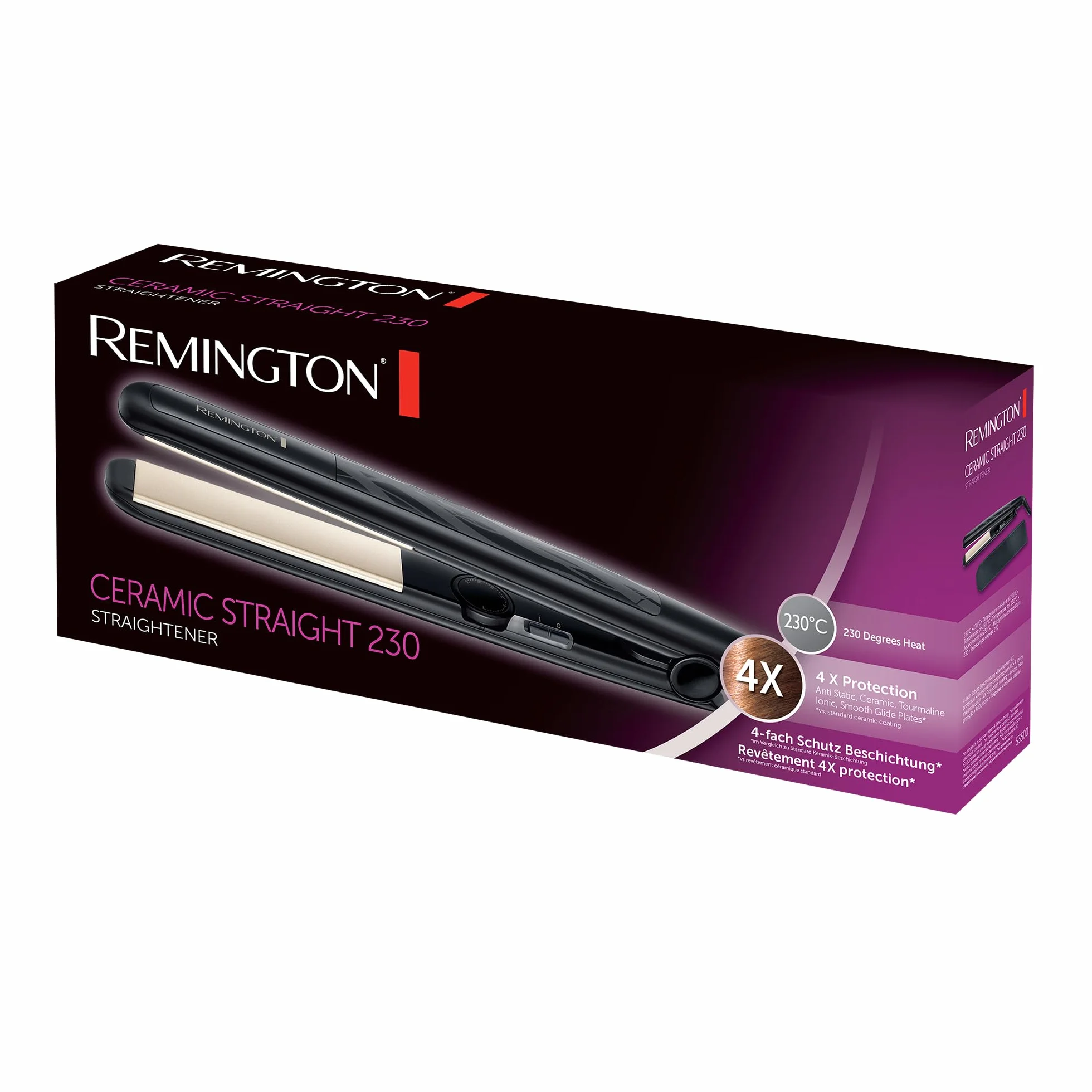 Remington Fer à Lisser S3500 Lisseur Cheveux Céramique Tourmaline Antistatique 4X Protection