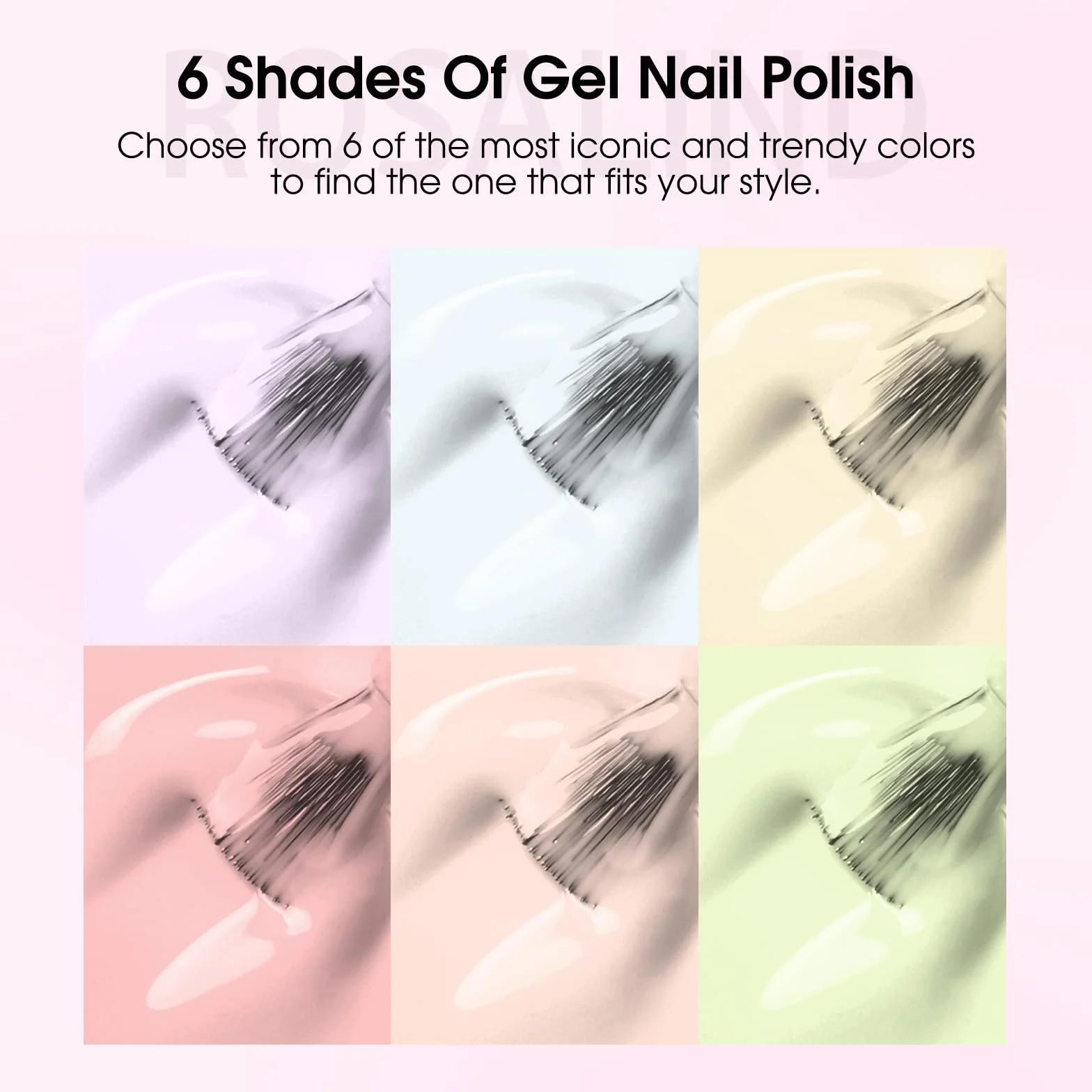 ROSALIND Vernis Semi Permanent 6 Couleurs Macaron Pastel Violet Bleu Vert Jaune Rose Gel Nail Polish Set
