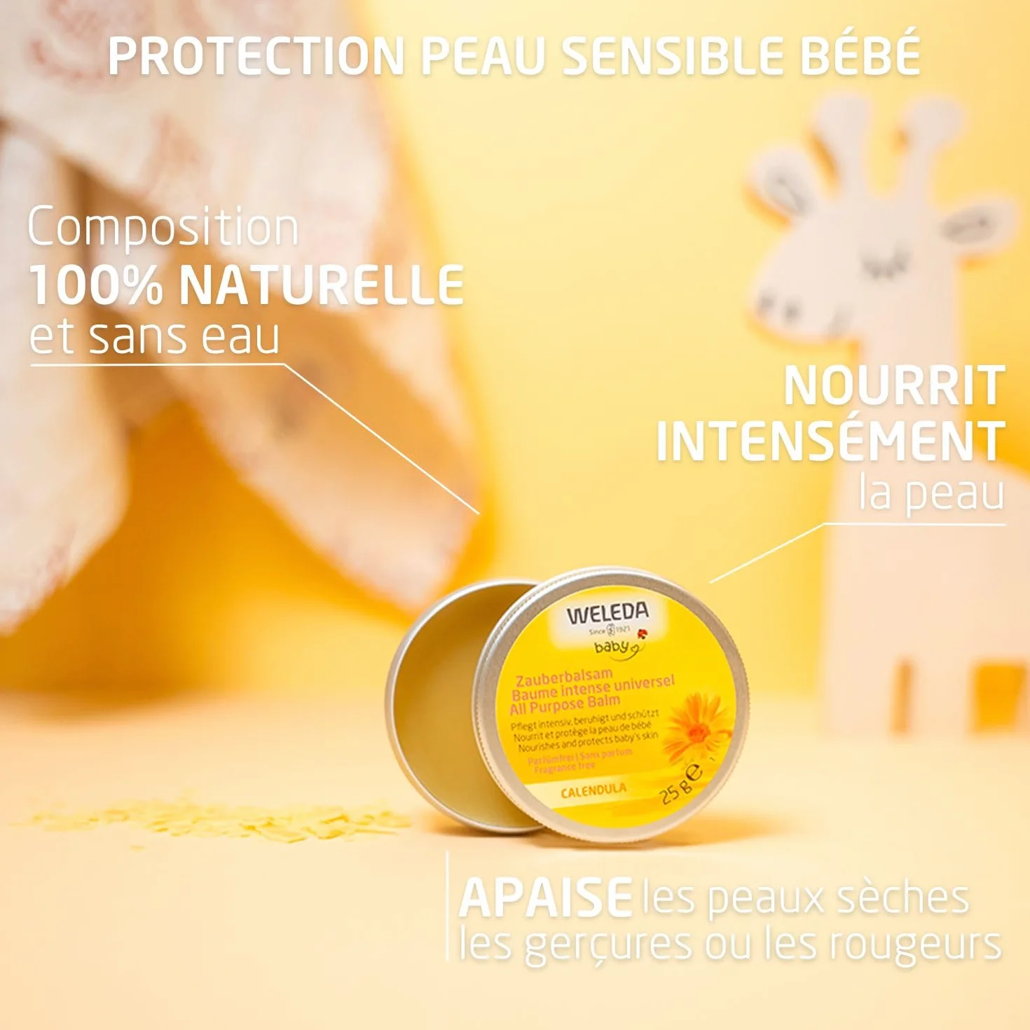 Weleda Baume Intense Universel Calendula 25 g Hydrate Nourrit Peau Bébés