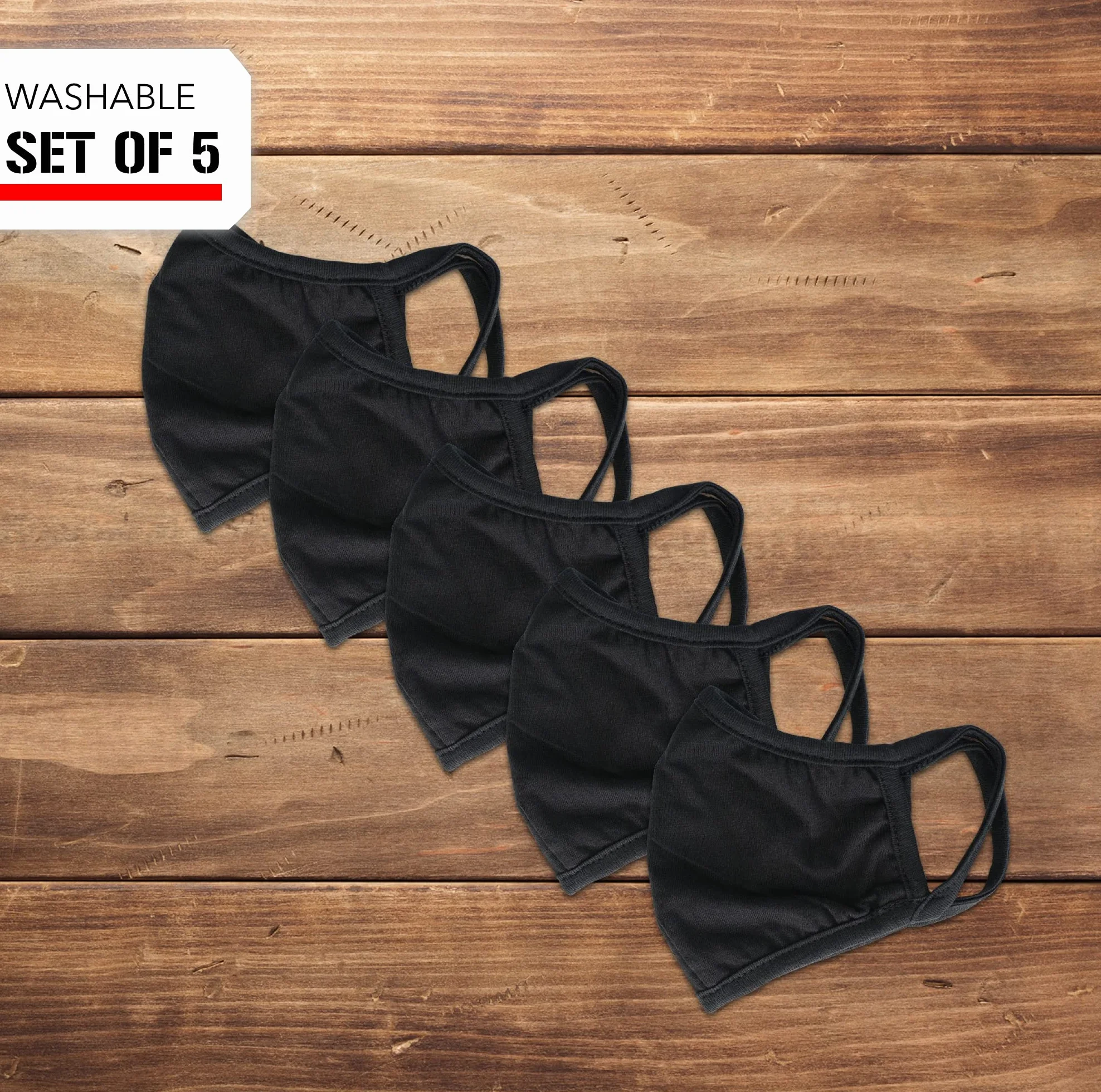 Masques en tissu KUNSTIFY lot de 5 coton lavable protection bouche nez
