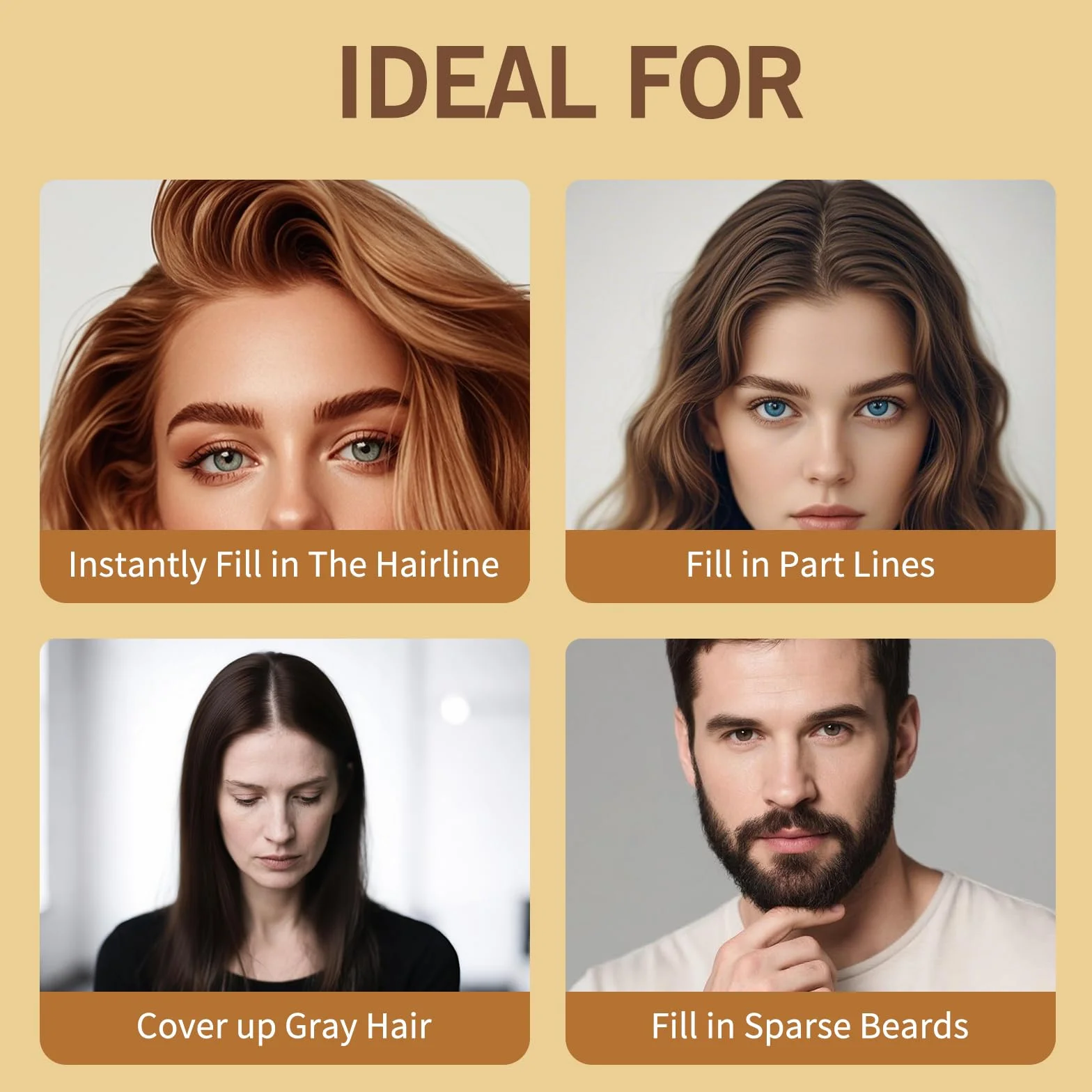 Poudre capillaire marron moyen 4 g correcteur imperméable épaississant cheveux racines clairsemés