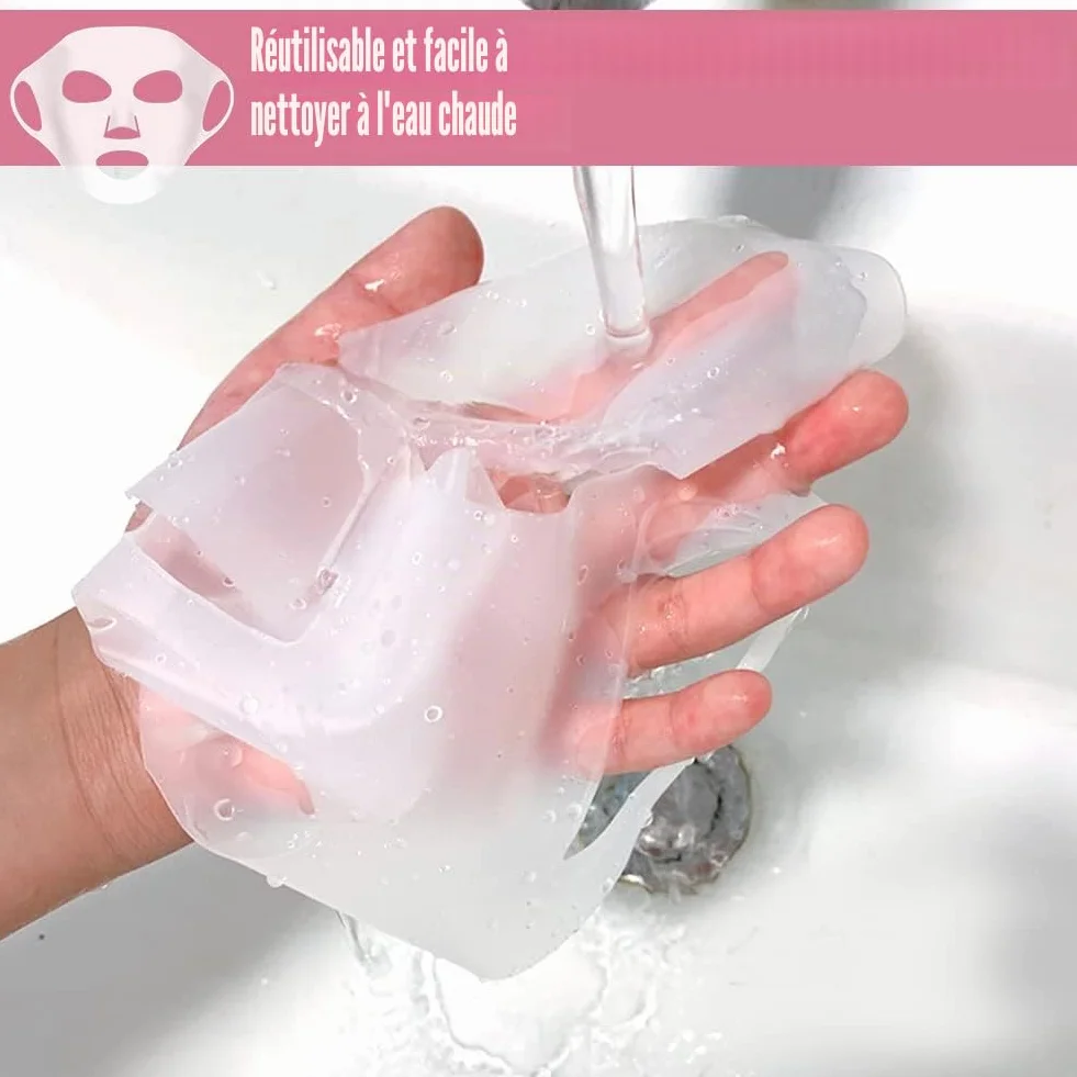Masque de visage en silicone réutilisable imperméable pour beauté