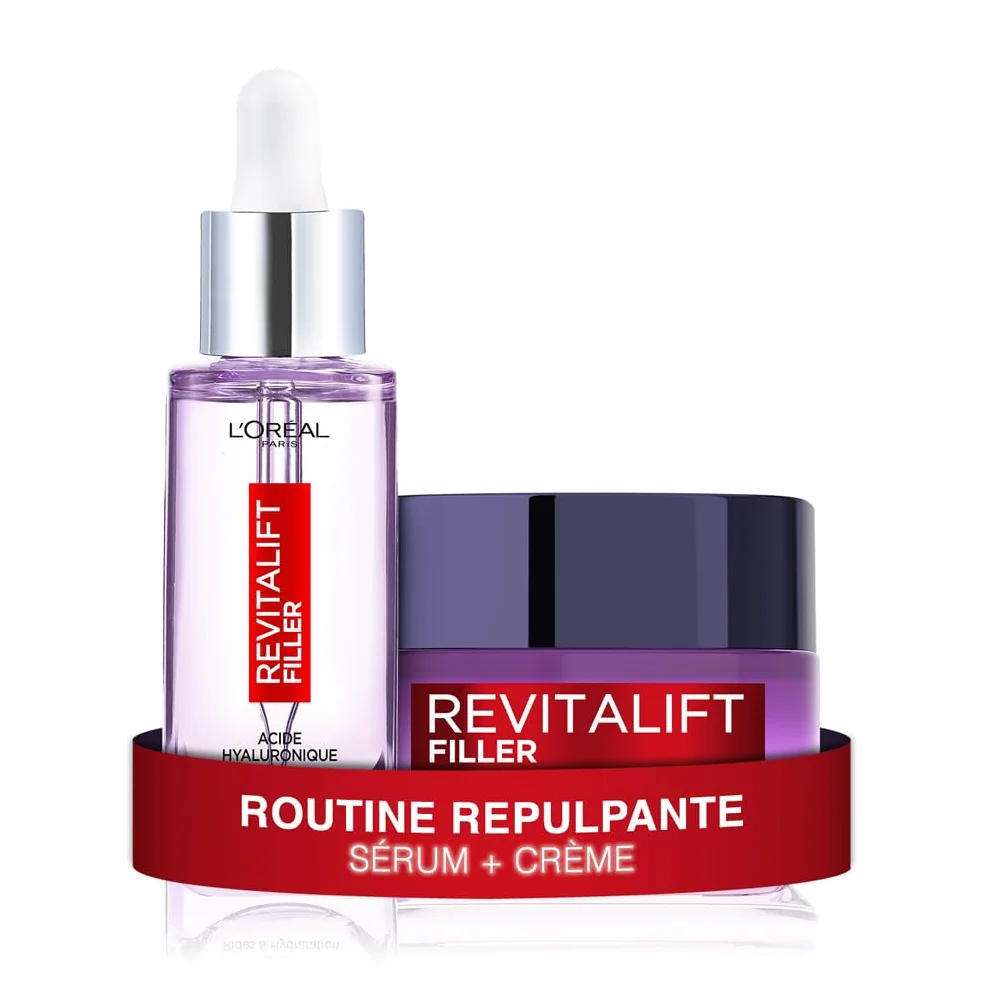 L'Oréal Paris Revitalift Filler Coffret Routine Anti-Âge Anti-Rides Sérum Repulpant Soin Jour Volumisant Acide Hyaluronique