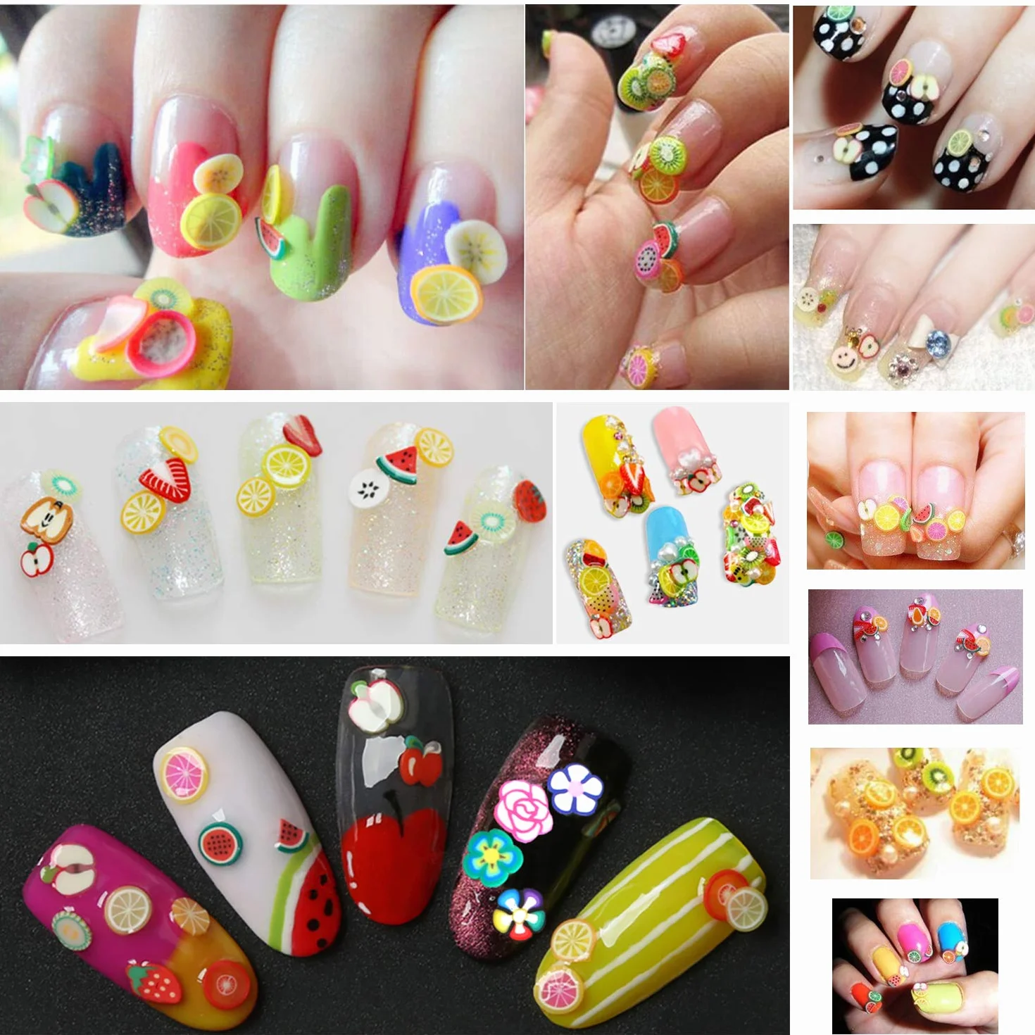 3000 Pièces Fruits Ongles Autocollants 3D Mignonne pour Ongles Décorations