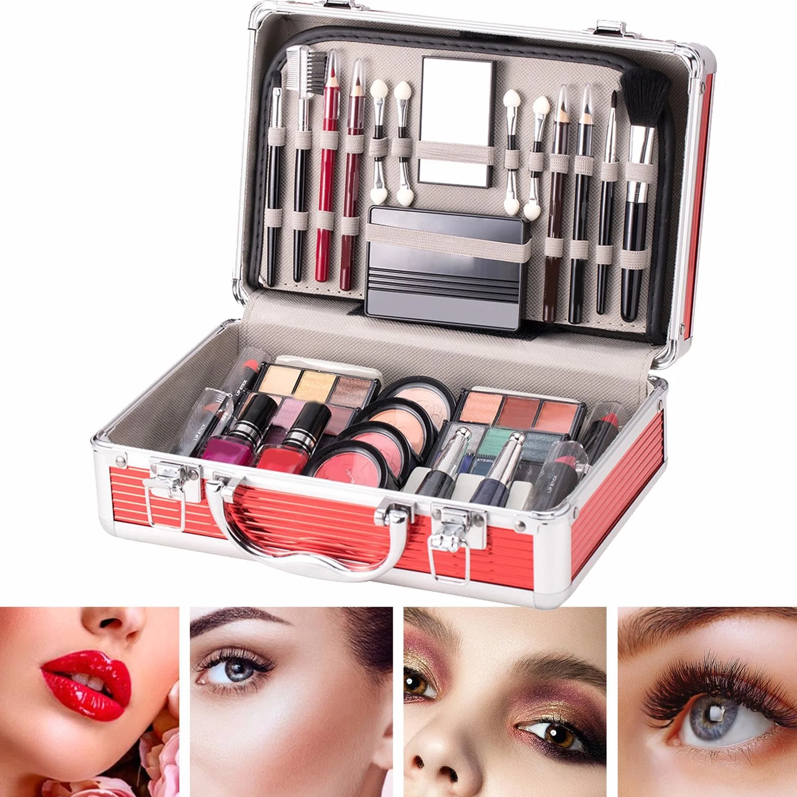 Teen Makeup Set for Beginners | - Multi-Functional Makeup Case with | Eyeshadow, Blush, Eyebrow Pencil, Lipstick & Nail | Perfect Makeup Kit for Teens