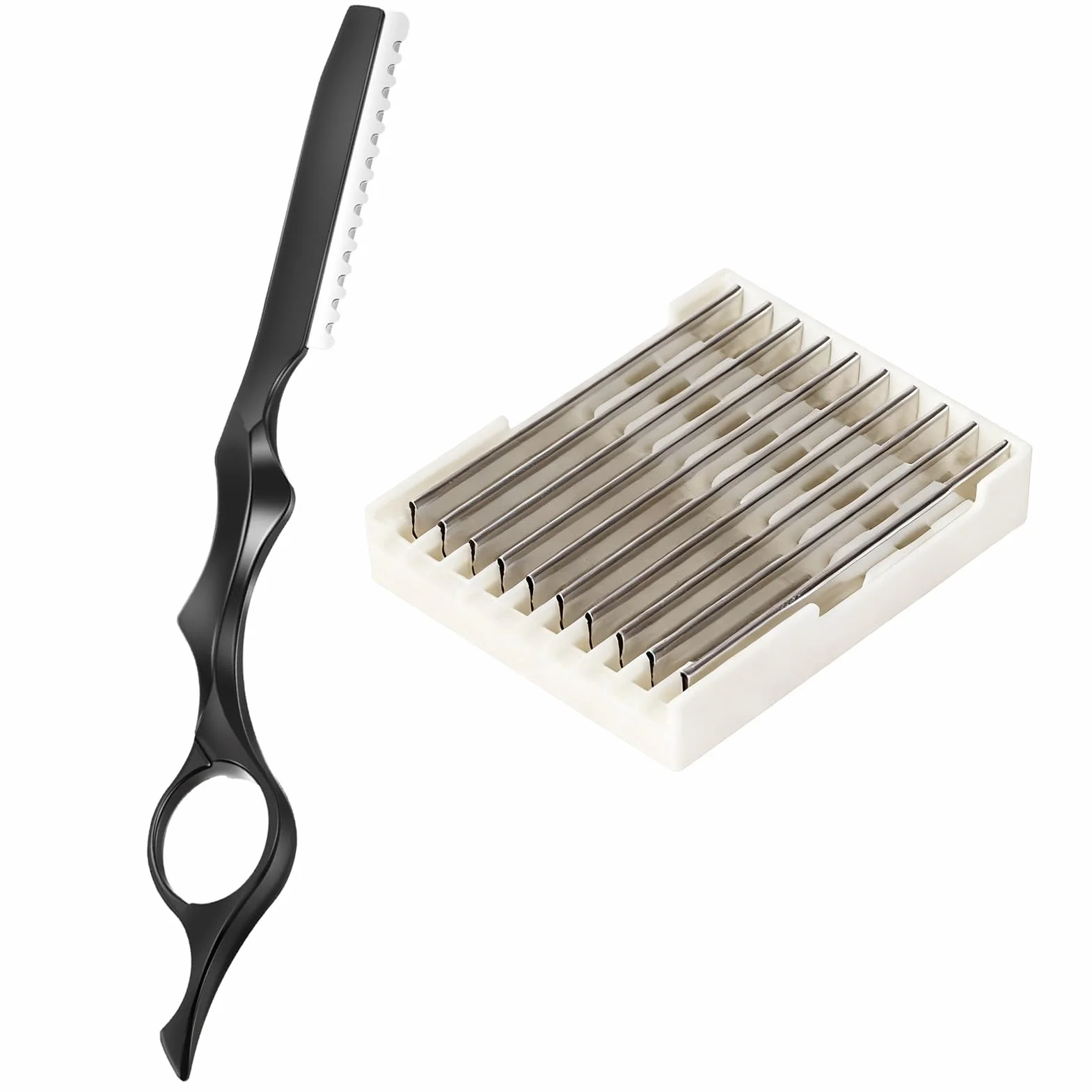 Ciseaux à Cheveux Rasoir de Coiffure 10 Lames de Rechange Coupe Effiler Anti-Pointes Fourchues Tondeuse