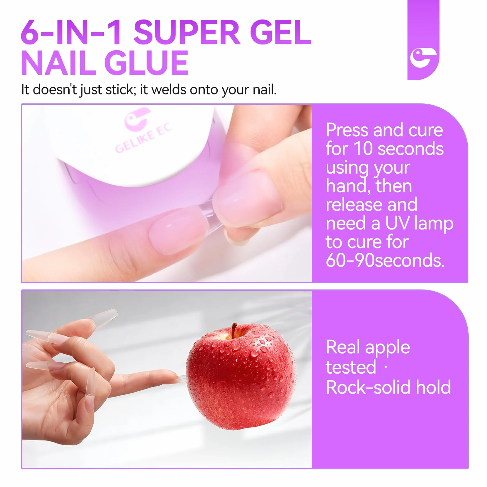 Gelike ec Colle Faux Ongles Gel 6 en 1 - Gummy Base Pose Americaine UV Builder 8ml