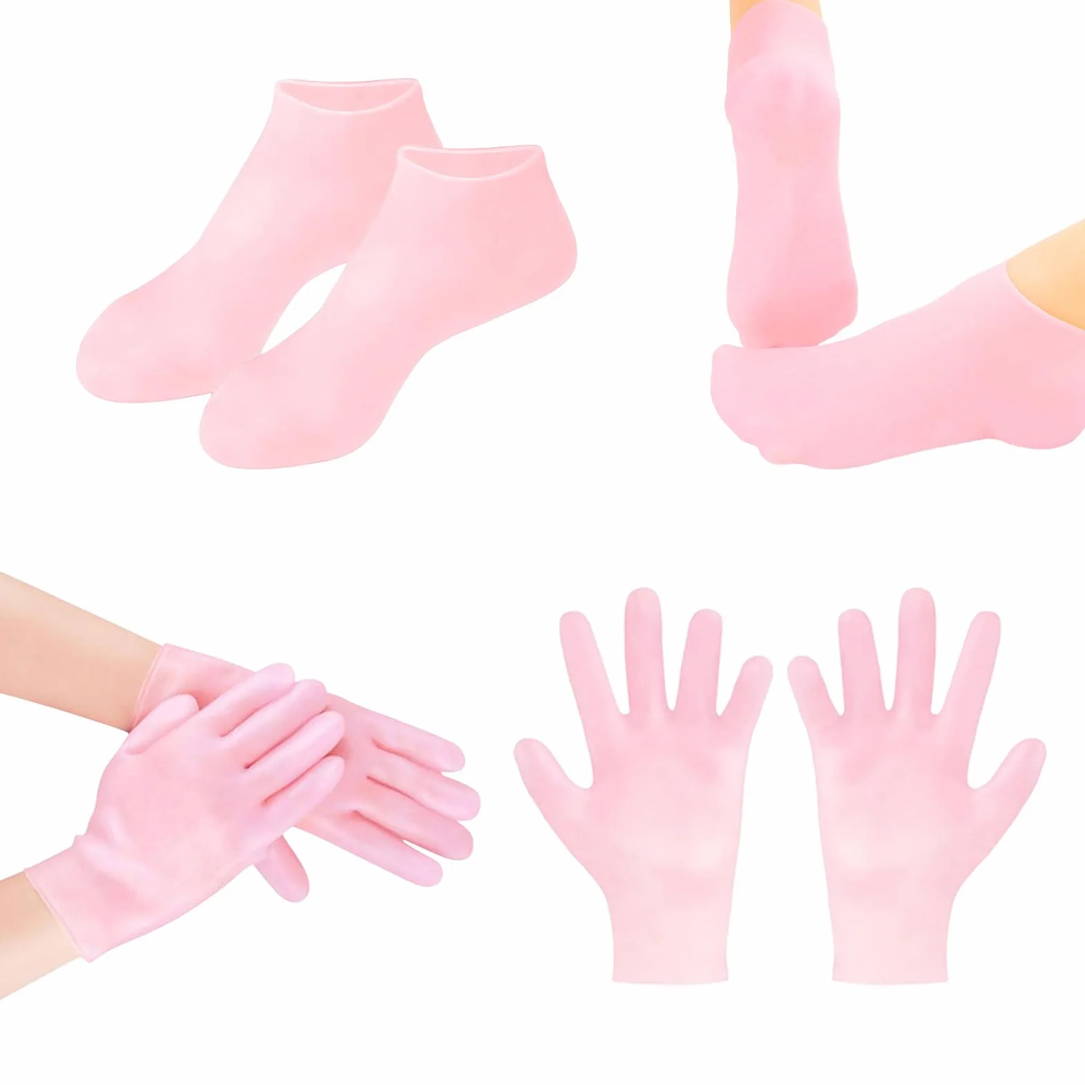 Chaussettes en silicone hydratantes pour femme, gants en silicone pour pieds secs et craquelés, soins des pieds après pédicure