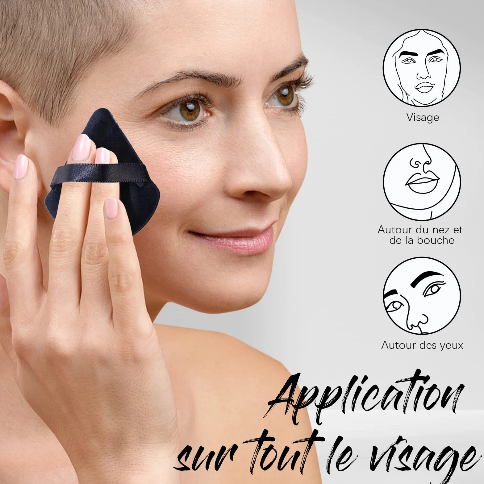 BEAKEY Triangle Houpette Maquillage Fond De Teint Éponge Poudre Douce (6 Pièces Noir)