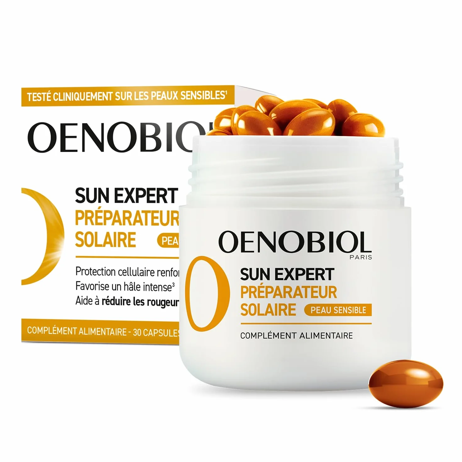OENOBIOL SUN EXPERT Préparateur Solaire Peau Sensible Protection cellulaire renforcée Complément Alimentaire 30 capsules 1 mois