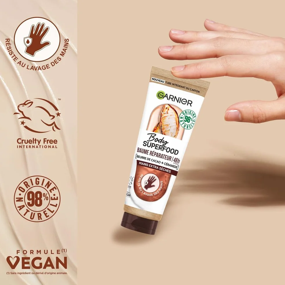 Garnier Baume Mains Réparateur 48H Beurre de Cacao Céramide 75 ml