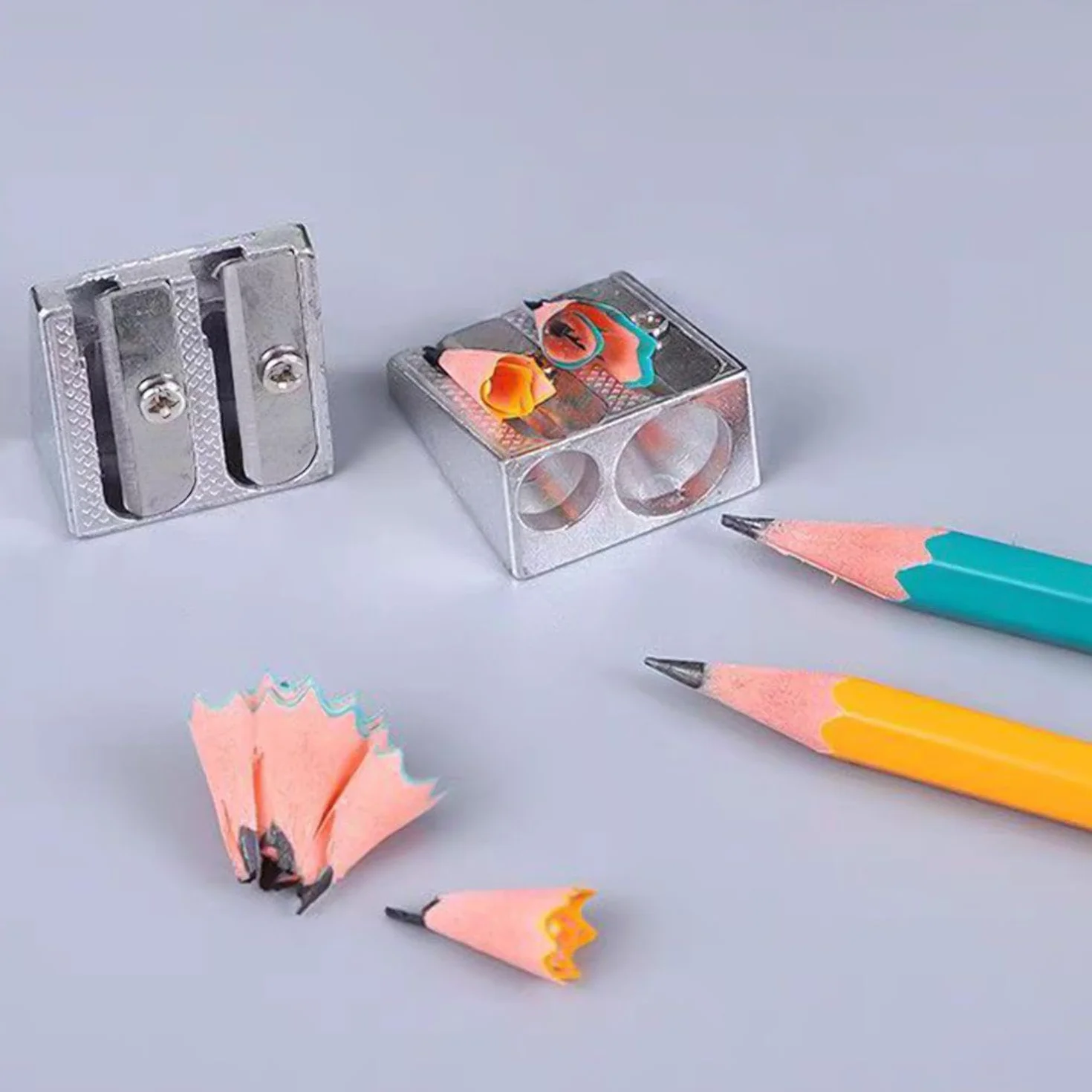Taille-Crayon En Métal 3 Pièces Double Trou Papeterie Portable