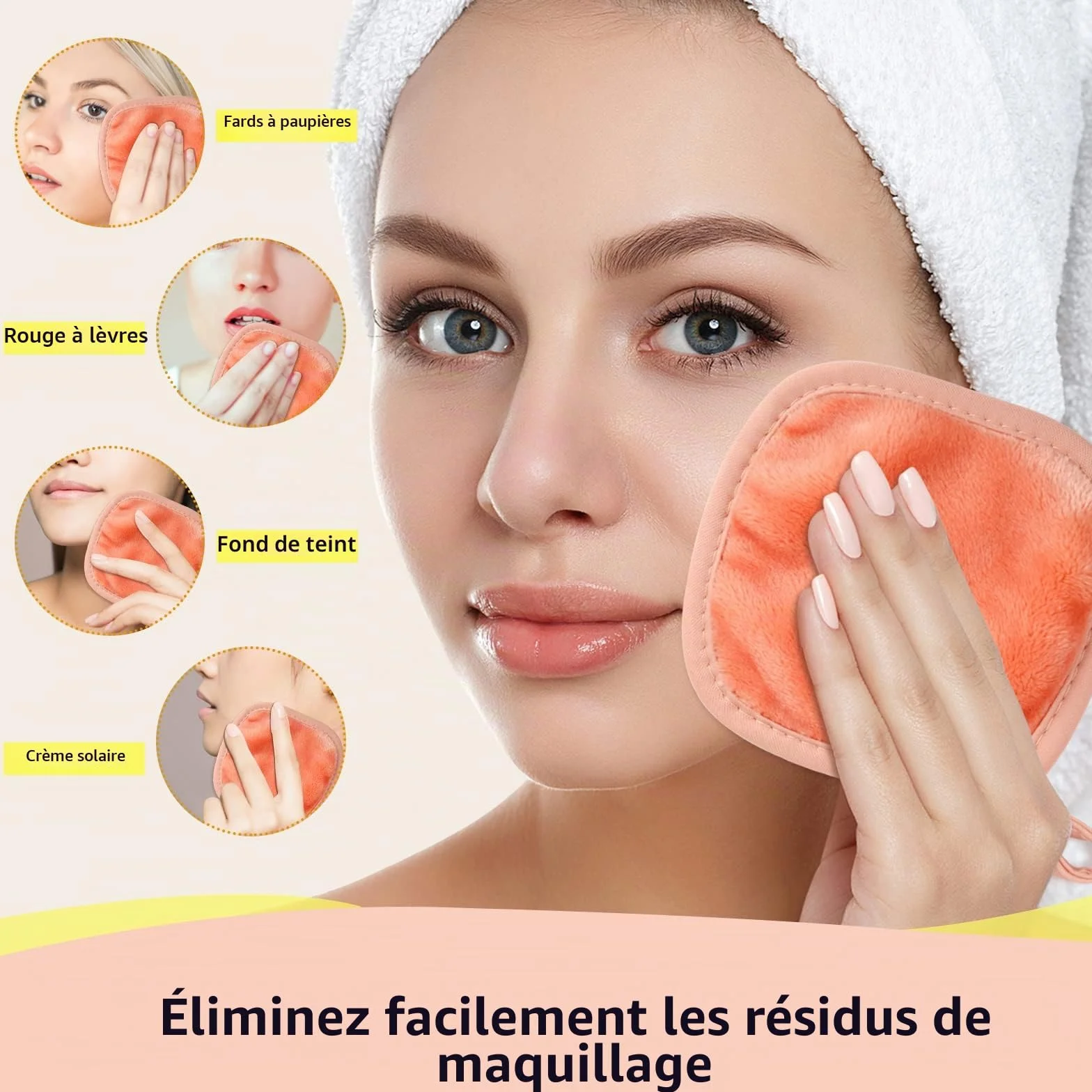 HOMEXCEL Lingettes démaquillantes réutilisables en microfibre paquet de 12 12,7 x 12,7 cm rose