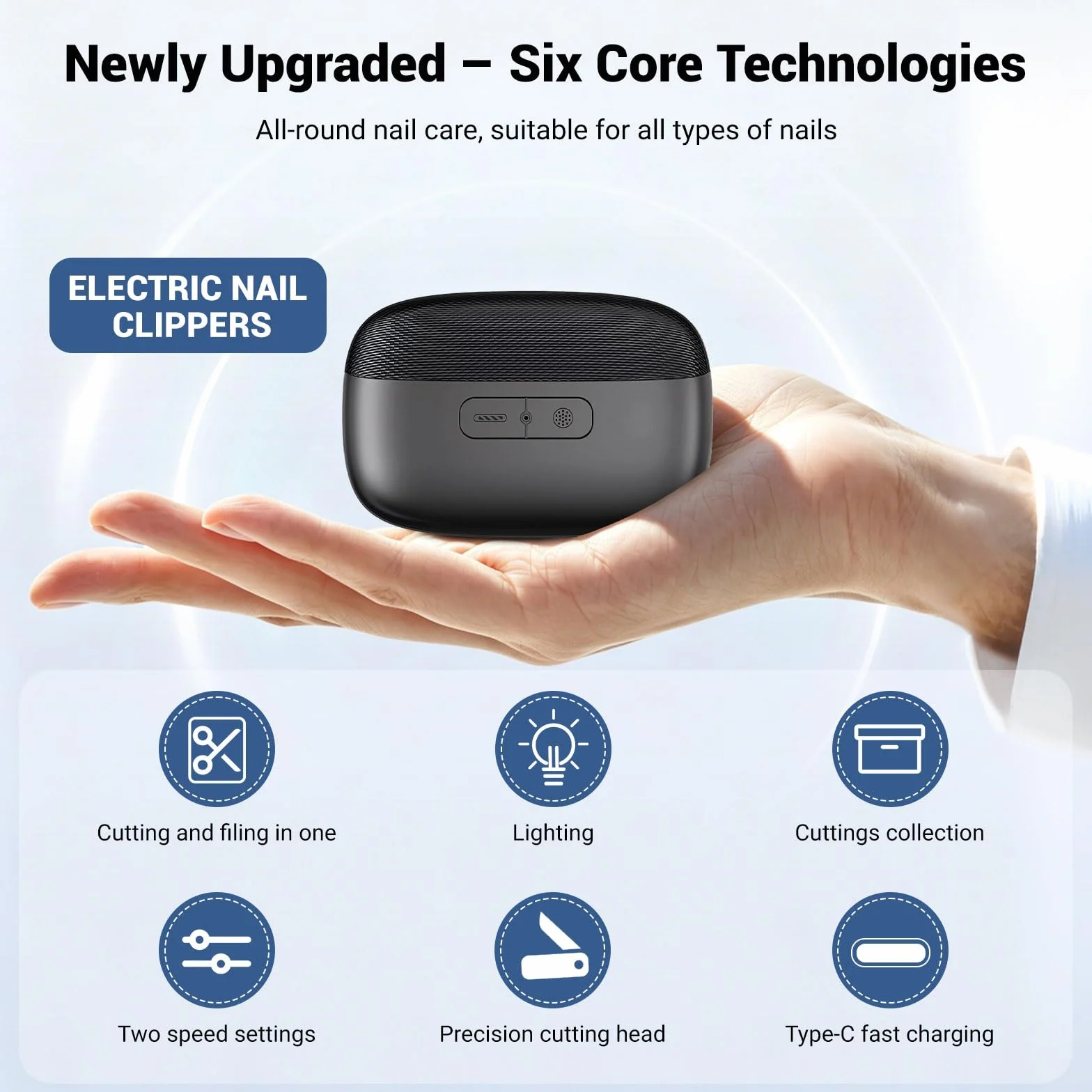 2026 3 en 1 Coupe Ongle Electrique pour Personnes Âgées, Coupe Ongle Rechargeable avec LED pour Ongles Durs/Épais, Silencieux et Sans Douleur, Sicher für Alle Altersgruppen