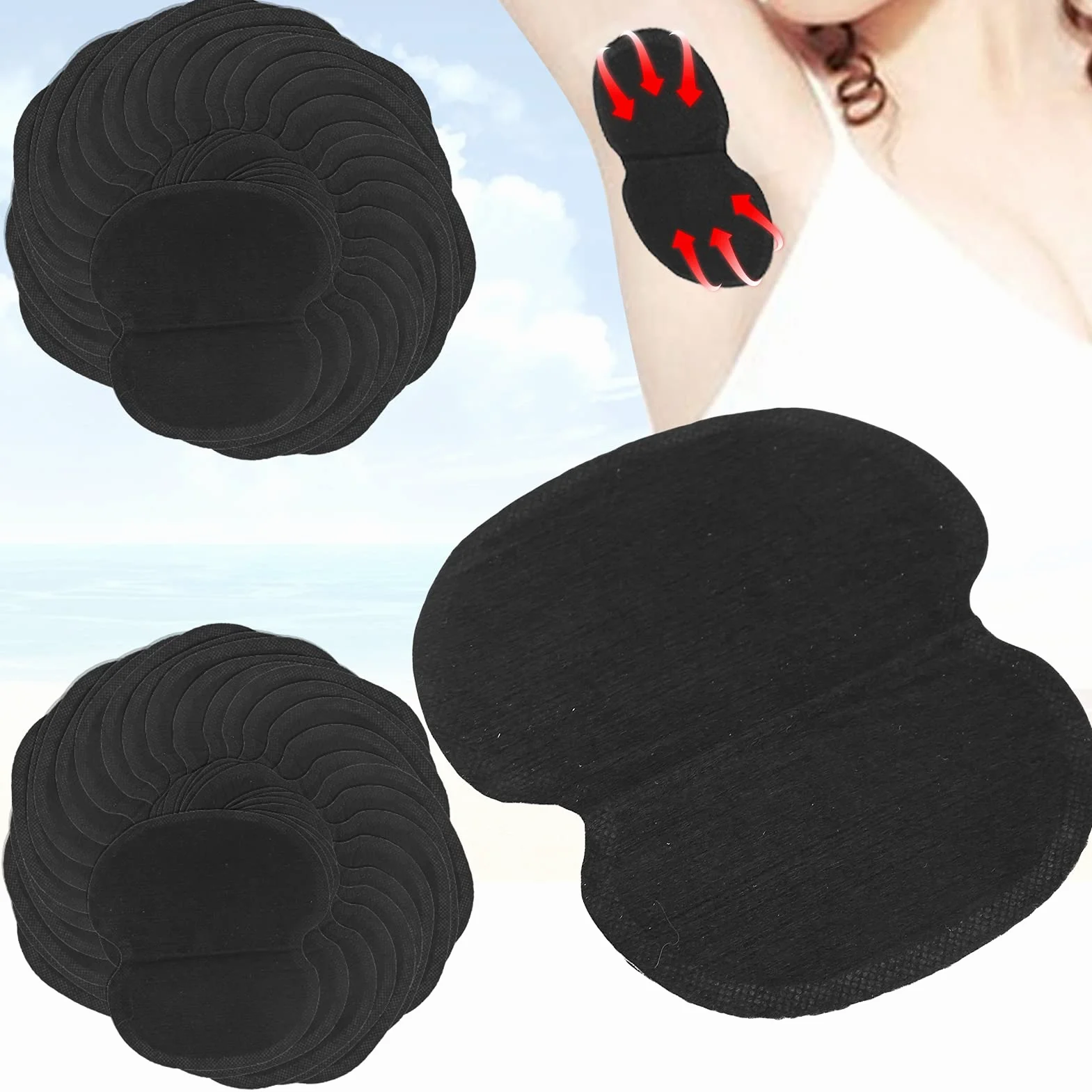 60 Coussinets Anti-transpiration Sous les Aisselles. Coussinets Anti-transpiration pour Aisselles en Tissu Non Tissé Ultrafin Noir La Protection Confortable des Aisselles Arrête les Patchs de Transpir