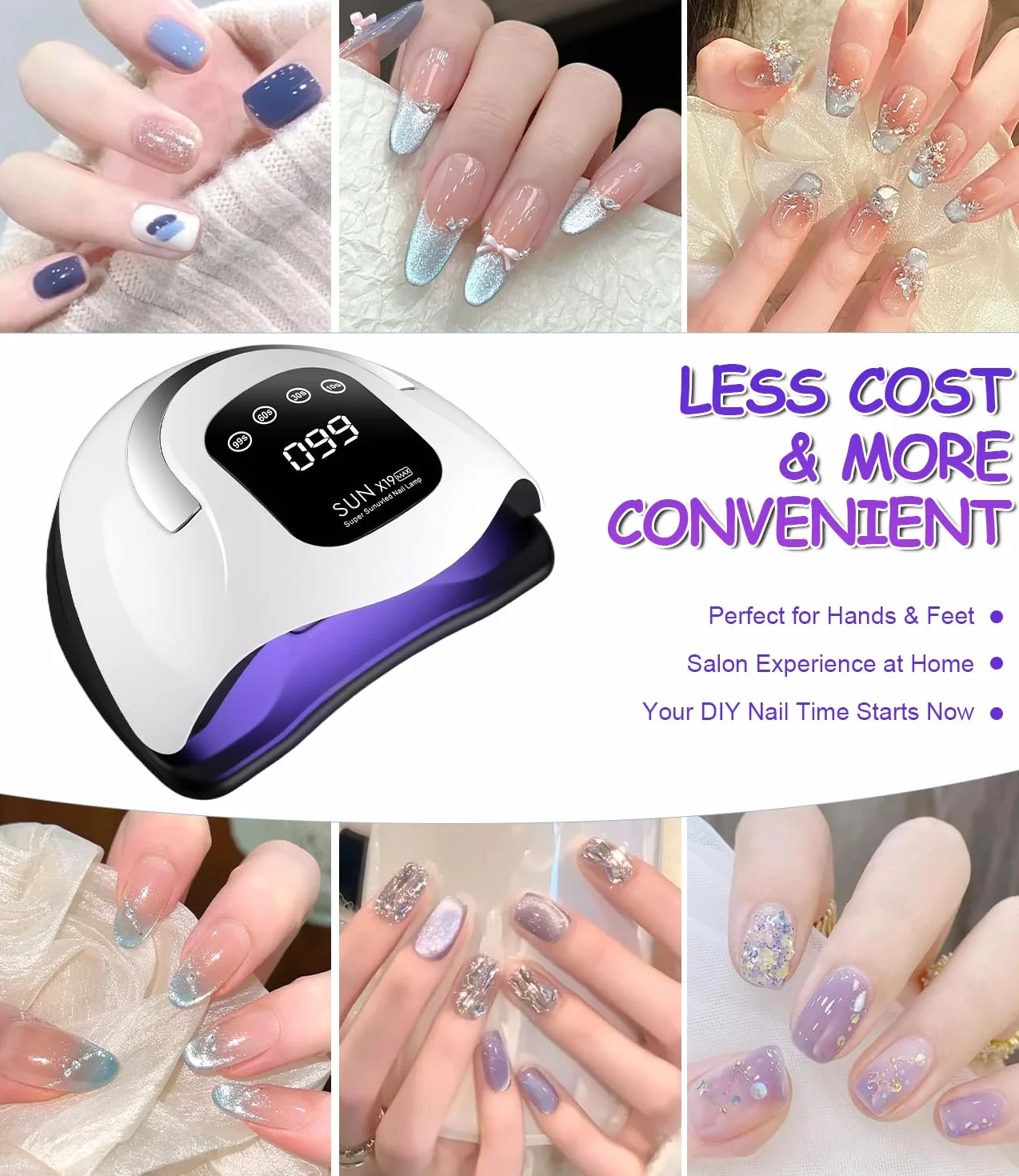 Lampe UV ongles gel 320W, lampe UV ongles LED avec 72 Perles, Capteur Automatique, 4 Minuteries, Écran Digital, lampe LED ongle pour Manucure Maison/Salon, Séchage Rapide ongles gel