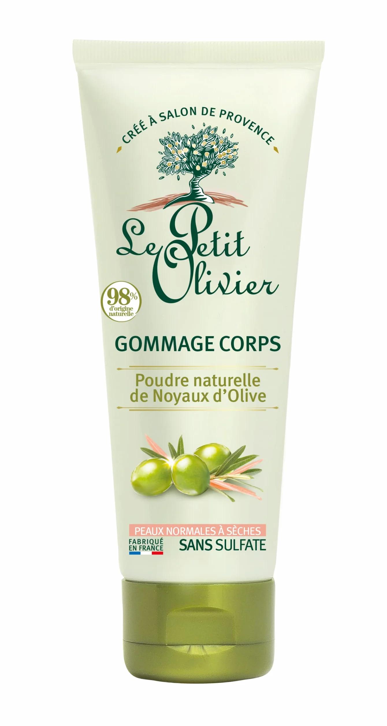 LE PETIT OLIVIER Gommage Corps Poudre Naturelle de Noyaux d'Olive Exfoliant Peaux Normales à Sèches 200 ml