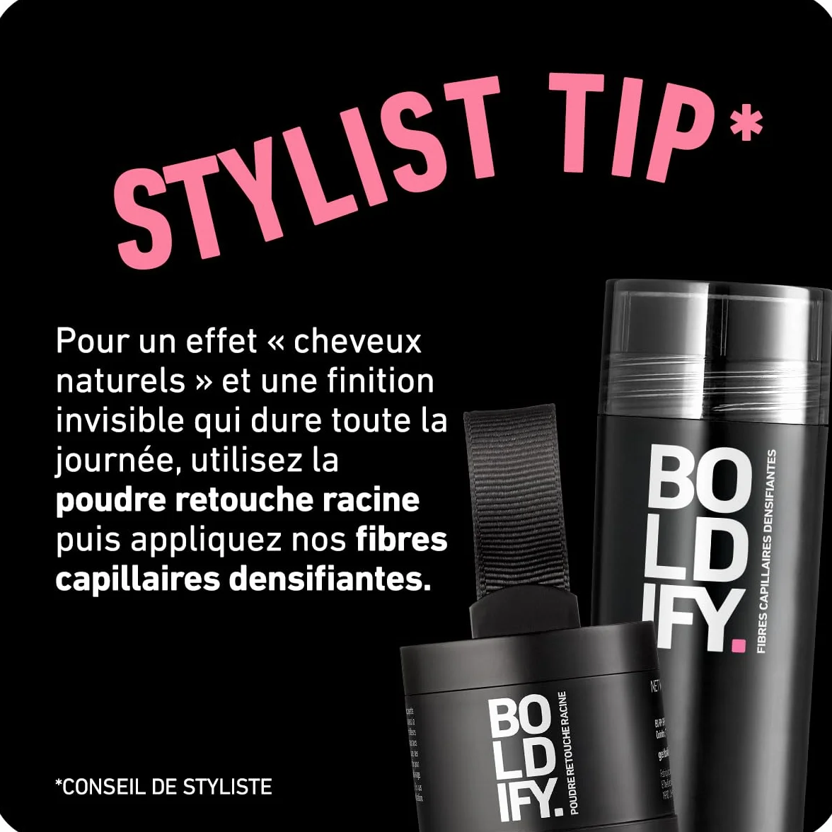 BOLDIFY Poudre de Racine de Cheveux Marron Foncé, Retouche Racines Instantanée, Camoufle Cheveux Gris, 4g