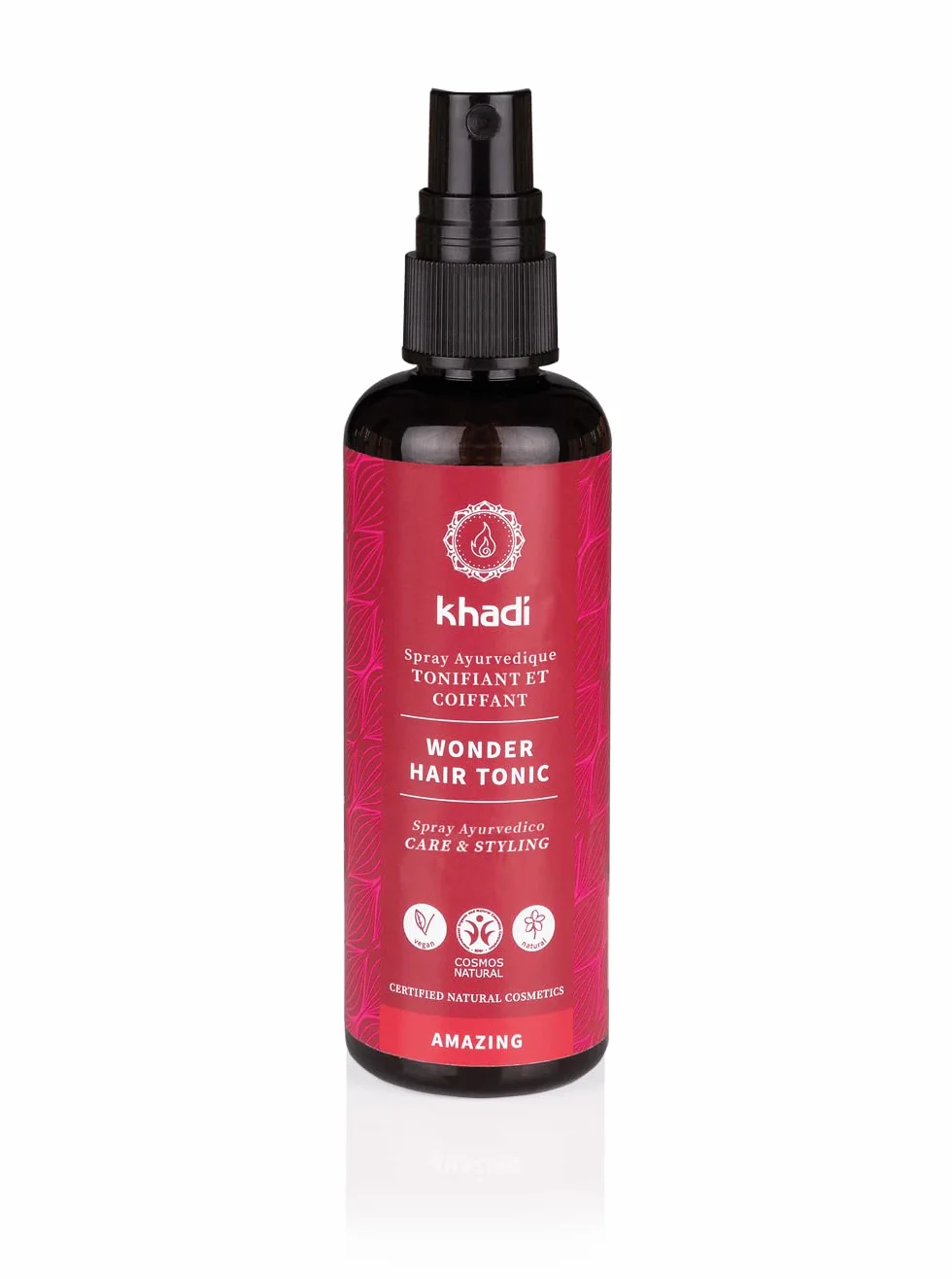 khadi WONDER HAIR TONIC Spray capillaire Ayurvédique - Tonique capillaire pour favoriser la croissance des cheveux et la santé du cuir chevelu - 100% végétal et vegan - 100 ml