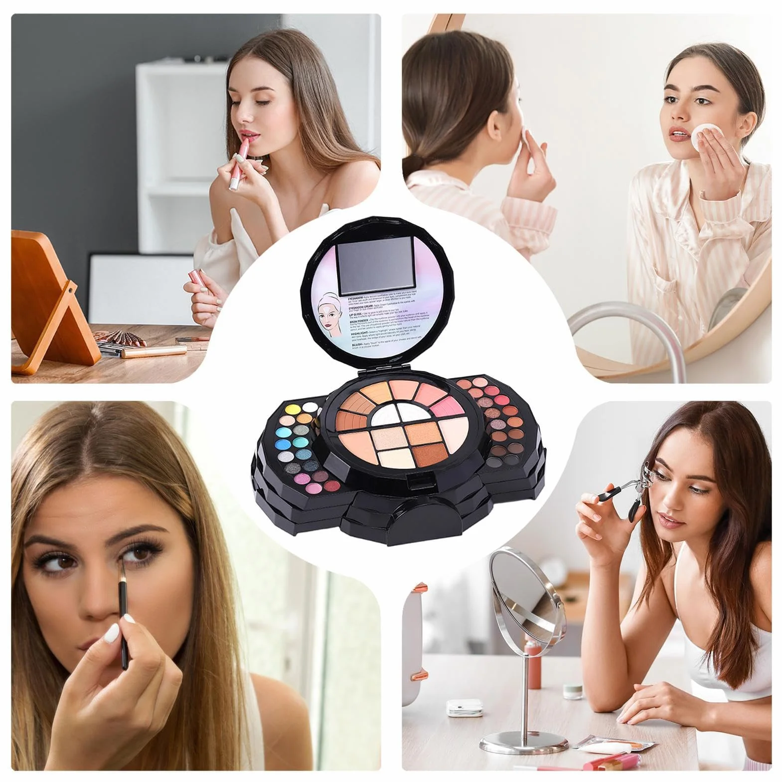 Palette de maquillage 110 couleurs, kit de maquillage pour femmes kit complet | Maquillage débutant 110 couleurs - Pouleau de de couleur naturelle incluse de fard à paupières