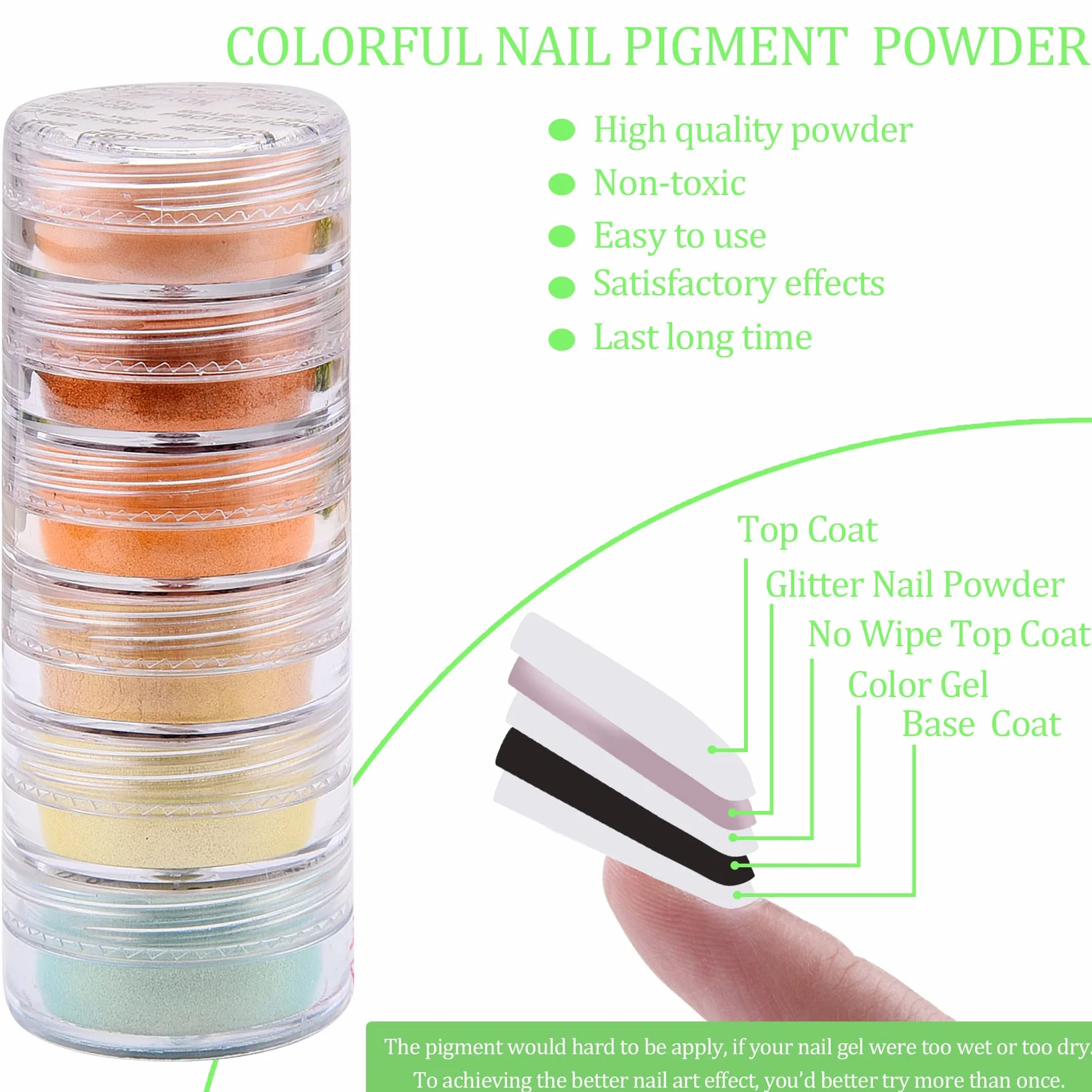 Poudre à Ongles Pigment Fluorescente 54 Couleurs Nail Art Poudre Iridescent Duufin