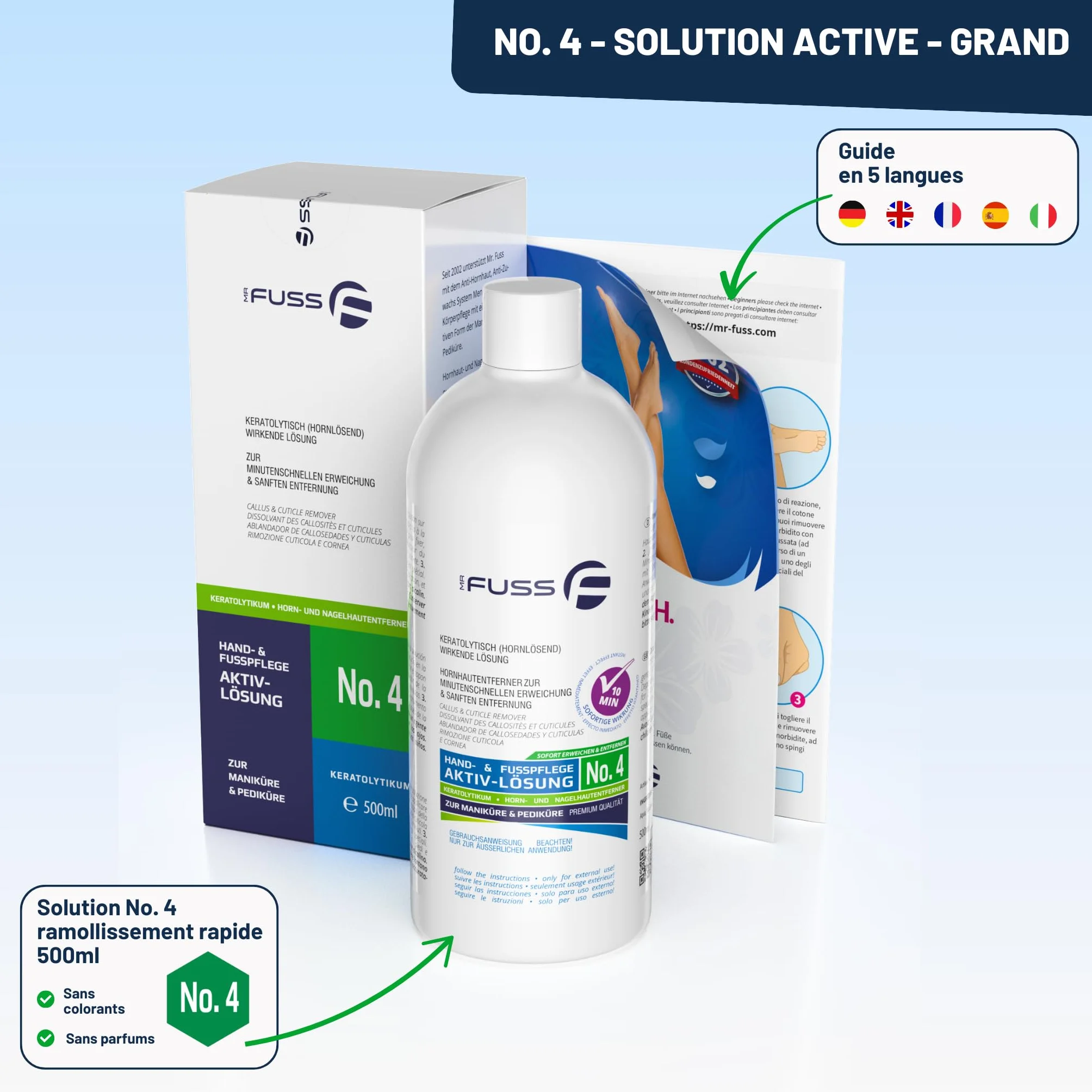 Mr. Fuss Solution active n°4 500 ml ablation peaux mortes