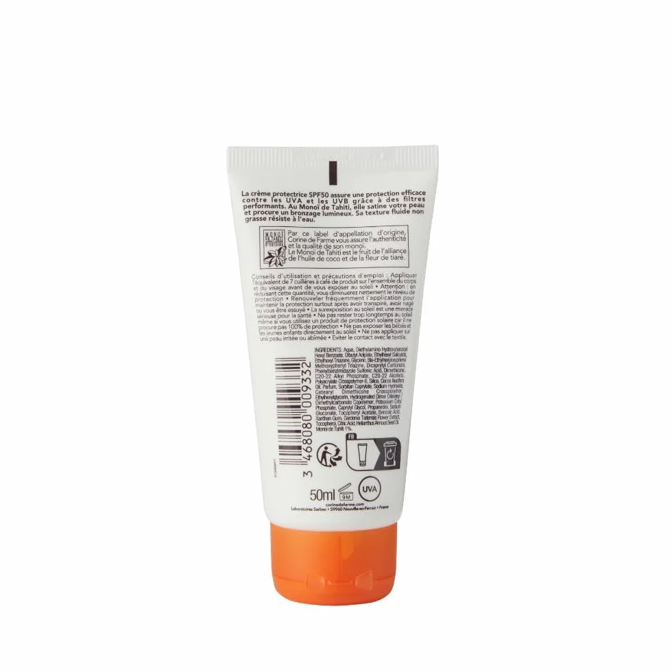 Trousse Essentiels Solaires Voyage Corine de Farme SPF 50 Crème Visage 50 ml, Eau Parfumée des Îles 100 ml, Lait Après-Soleil Acide Hyaluronique 100 ml