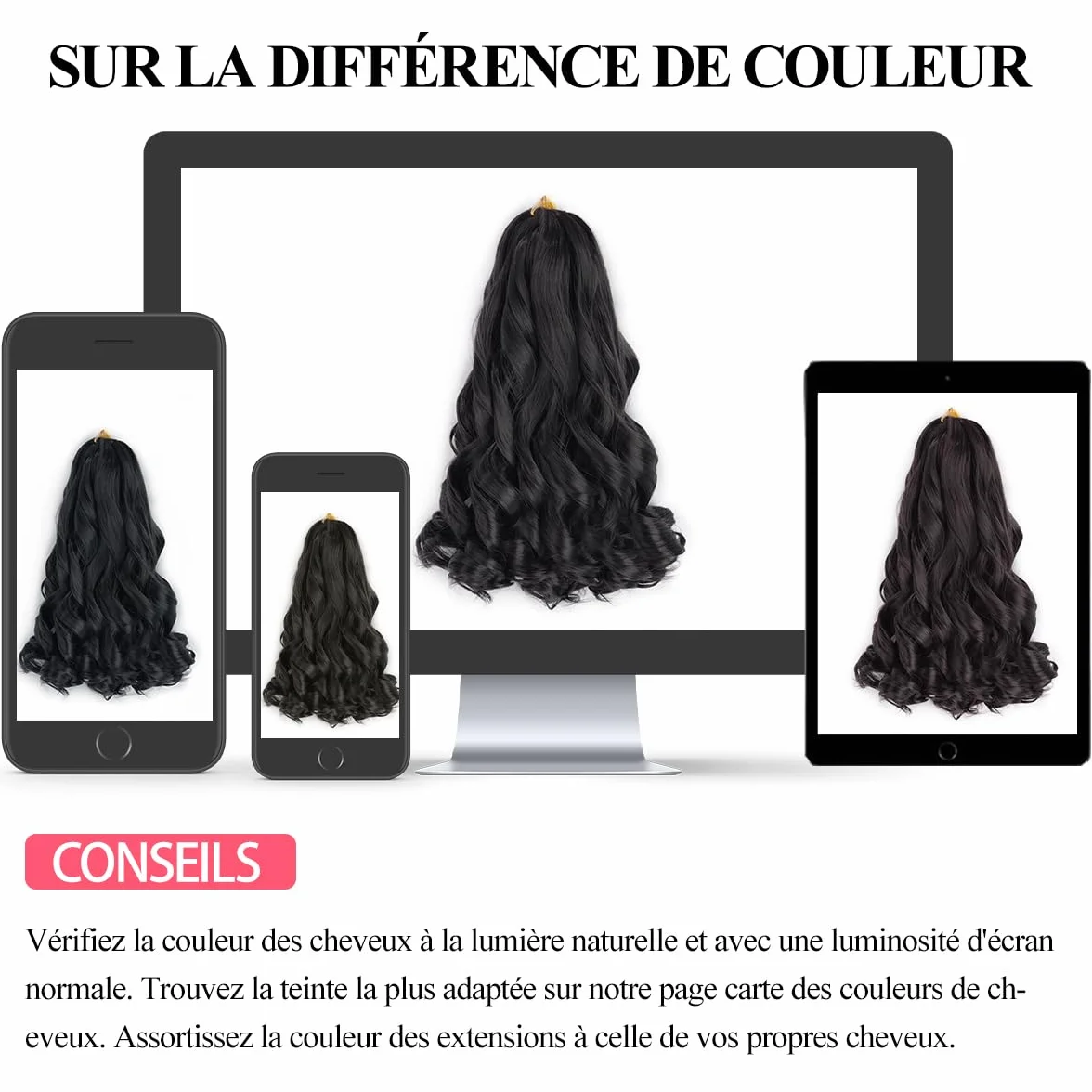18 Inch French Curly Braiding Hair 8 Packs Natural Black Synthetic French Curl Crochet Hair for Black women(1B#, 18Inch (Pack of 8))