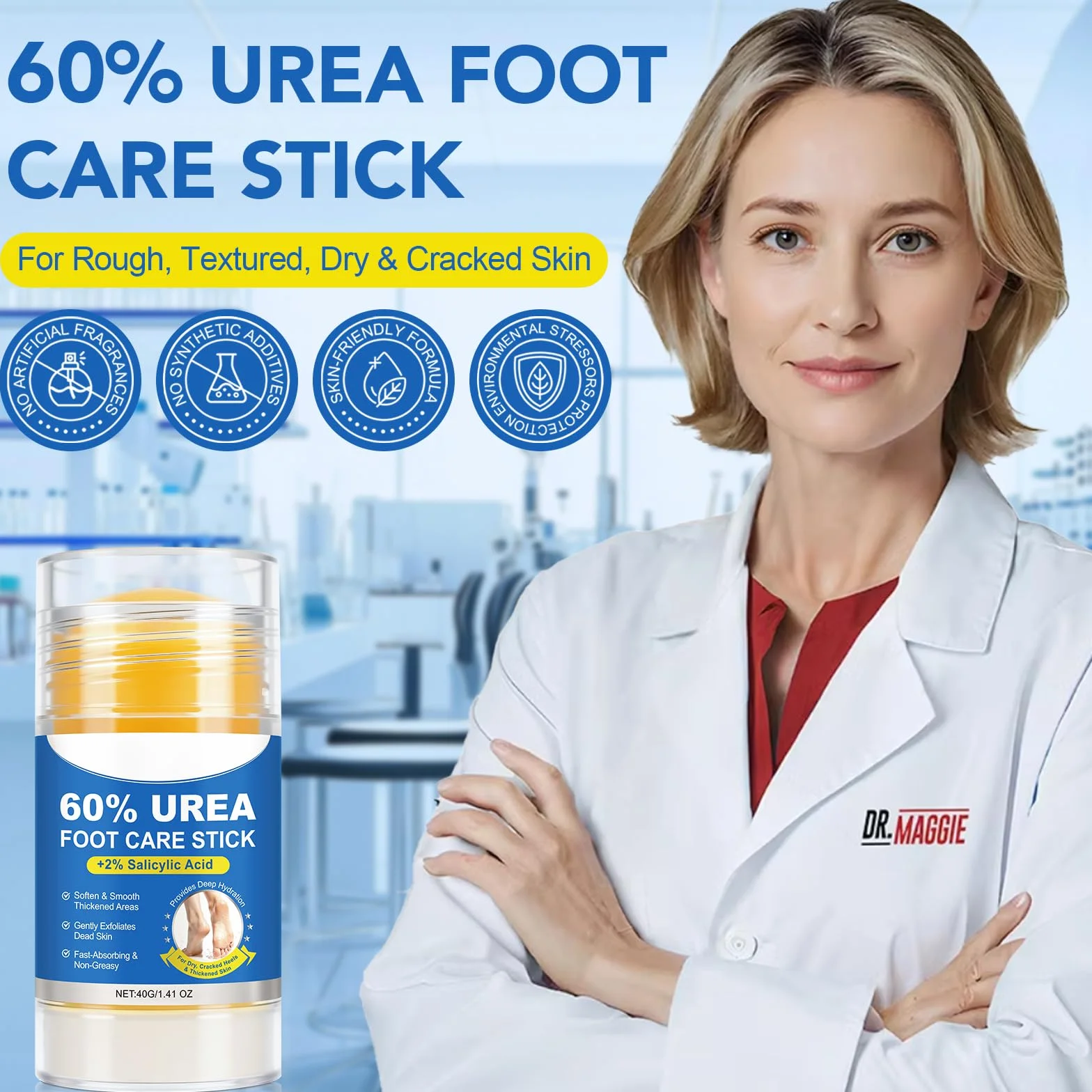 Crème pour les pieds 60% urée + 2% acide salicylique éliminateur de callosités exfoliant hydratant talons gercés (1 Pack)