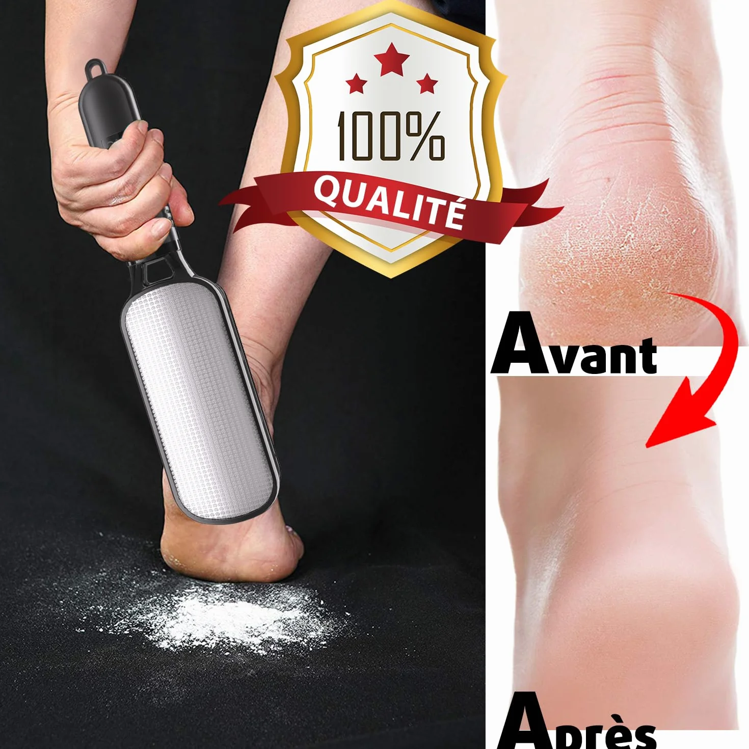Râpe Pieds Manuelle Double Face pour Peaux Mortes et Callosités - Outil de Pédicure Pierre Ponce Lavable Réutilisable