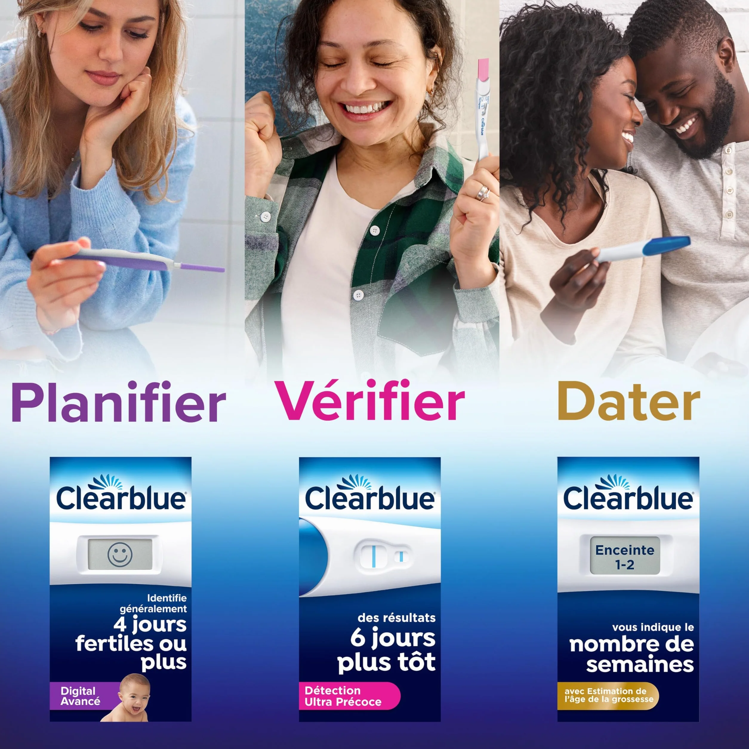 Clearblue Flip & Click test de grossesse à domicile 2 tests HCG résultats précis 3 minutes