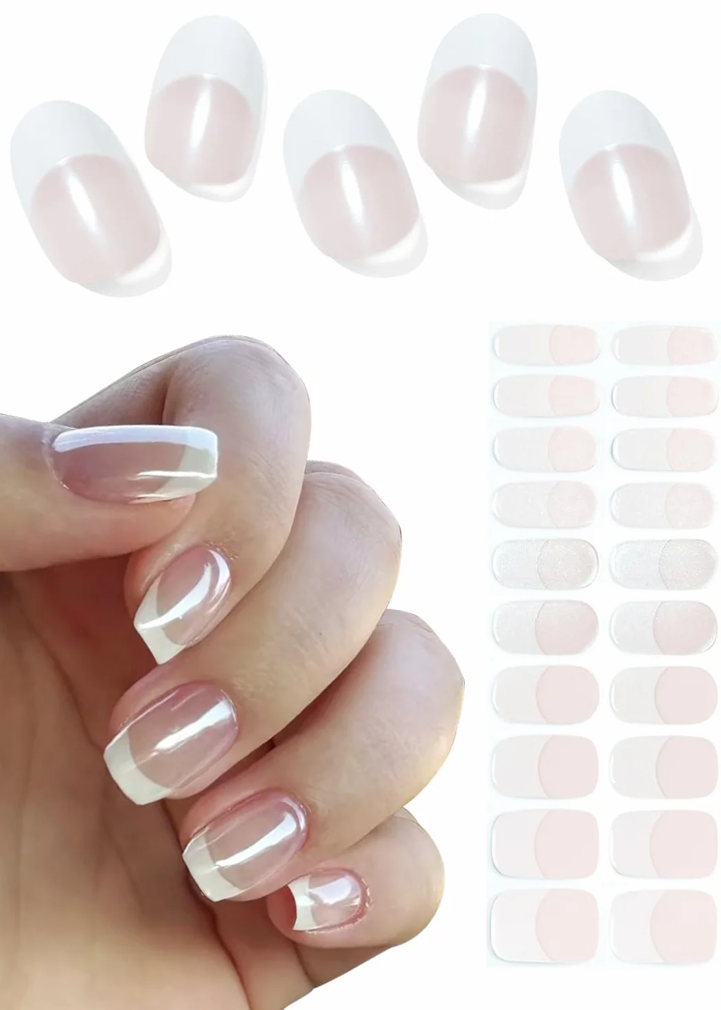 Glacé français Autocollant Ongle Gel UV 20pcs Film Autoadhésif Nail Art