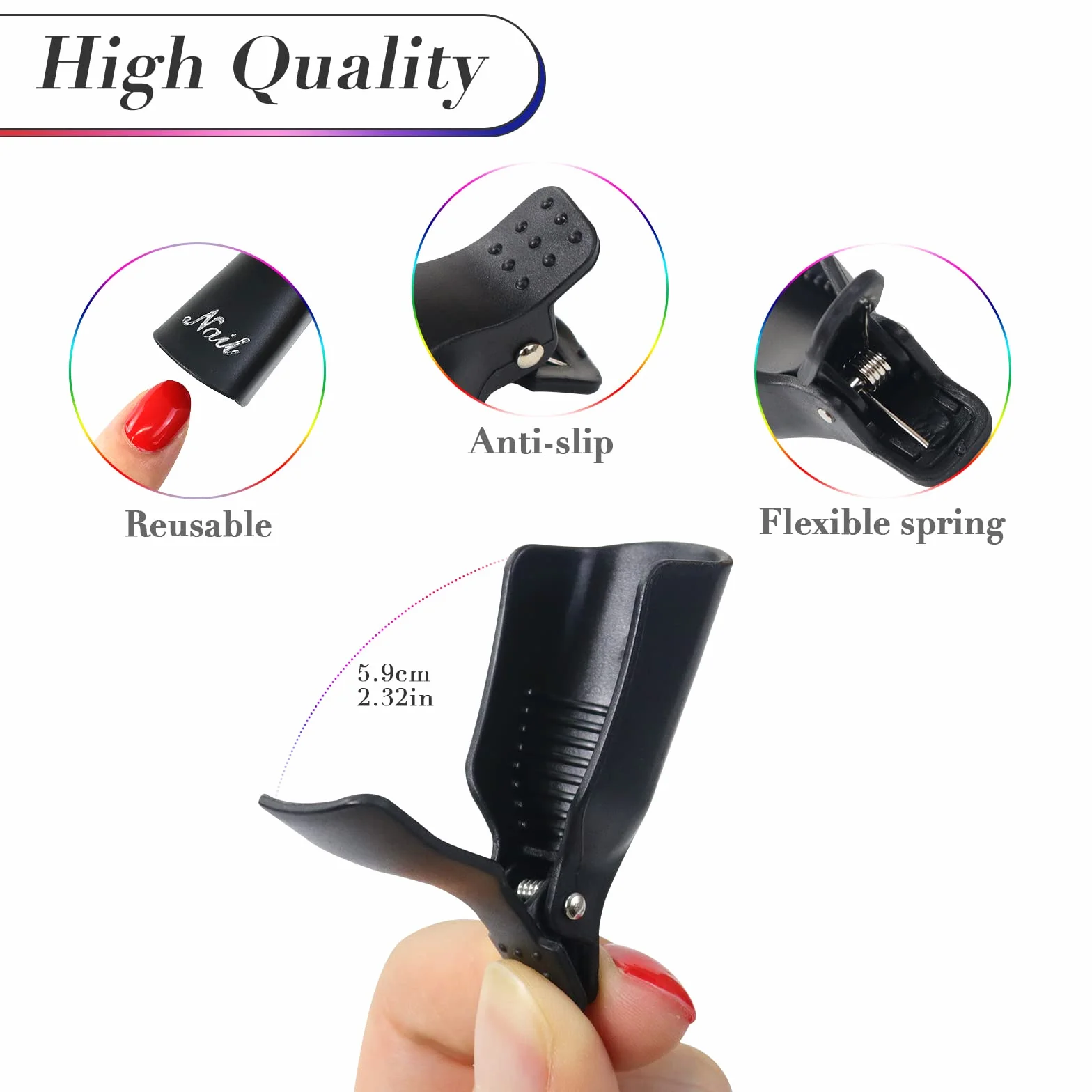 Capuchon Ongle, Clips et Vernis Acrylique, Dissolvant, Clips Gel, Grattoir, Poussoir Cuticules (Noir)
