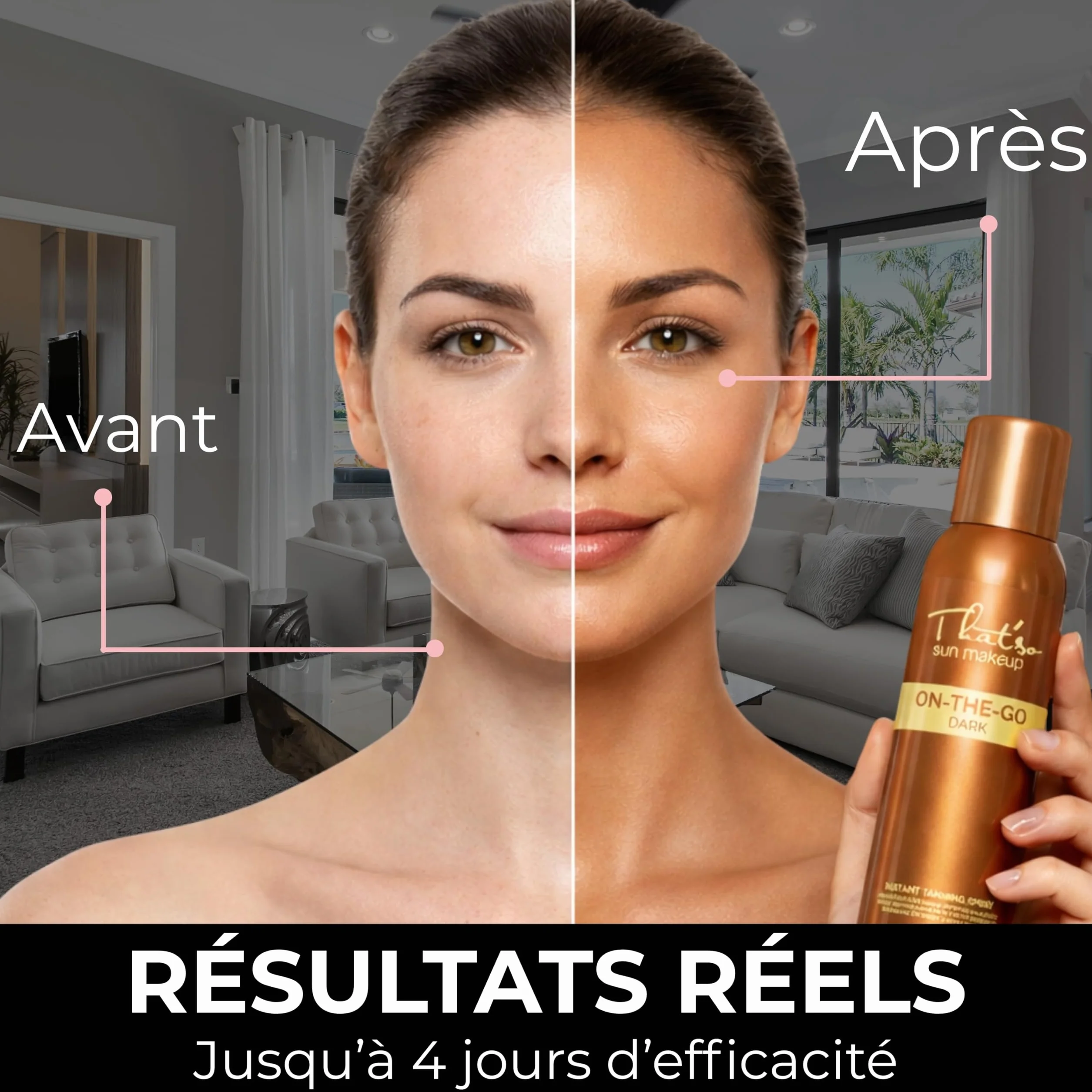 Spray Autobronzant Visage et Corps Dark 125ml Bronzage Instantané Naturel Effet Soleil Bronze DHA Longue Durée avec DHA Aloe Vera et Peptide Anti-Âge Teint Hâlé Uniforme Auto Bronzant Femme