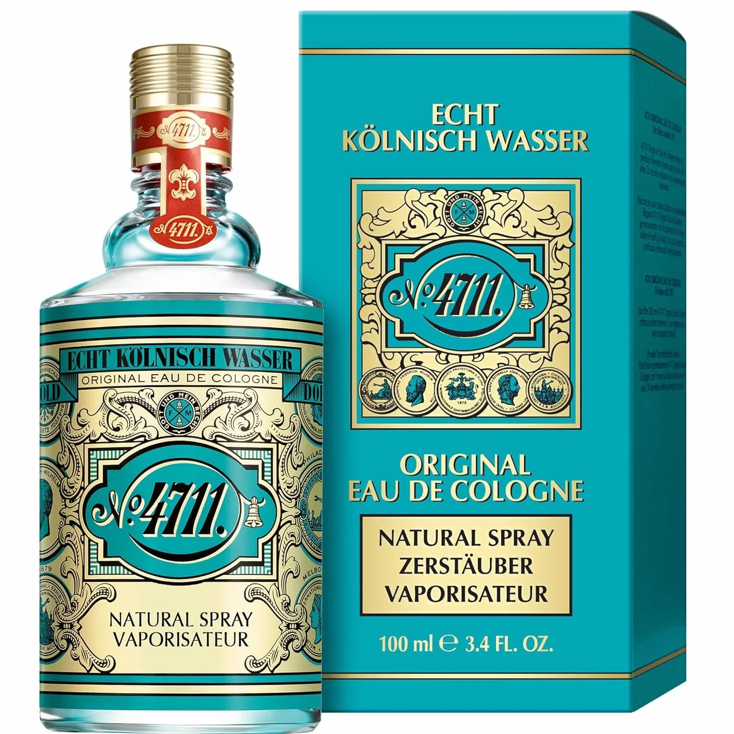 4711 Véritable eau de Cologne | Eau de Cologne 100 ml Natural Spray – Parfum classique dans un flacon emblématique – Unisexe – Bienfaisant pour le corps, l'esprit et l'âme