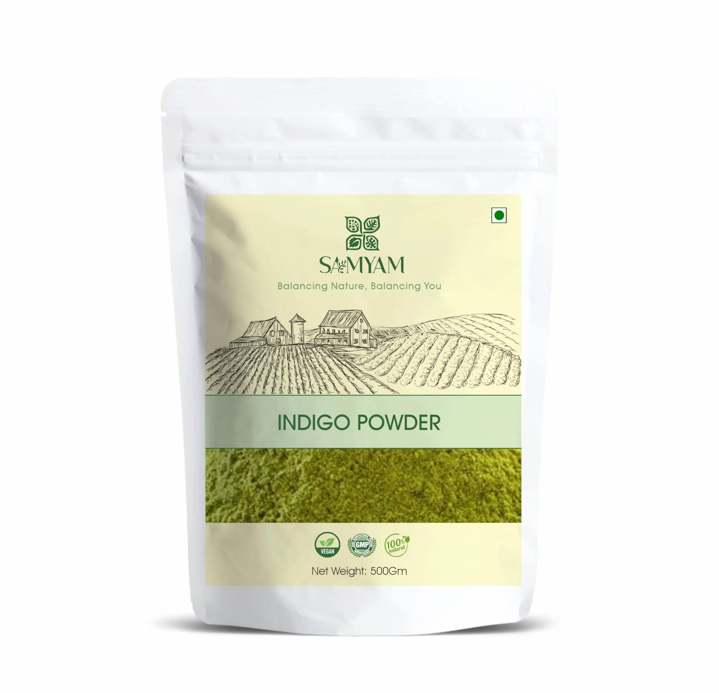 SAMYAM Poudre d'indigo naturelle - Paquet de 500 g | Teinture capillaire naturelle, sans produits chimiques ni PPD
