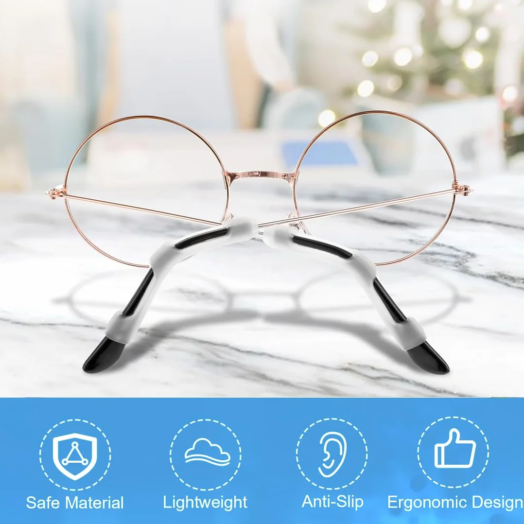 JEYORZY 8 Paires de Couvre-têtes en Silicone Anti-glisse pour Lunettes, Blanc