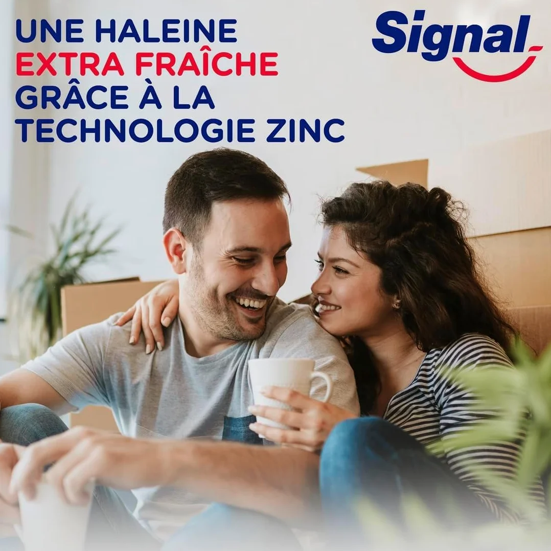 SIGNAL Dentifrice Extra Fraicheur Intense 12h Haleine Fraiche 96% Ingrédients Naturels Lot de 6x75ml