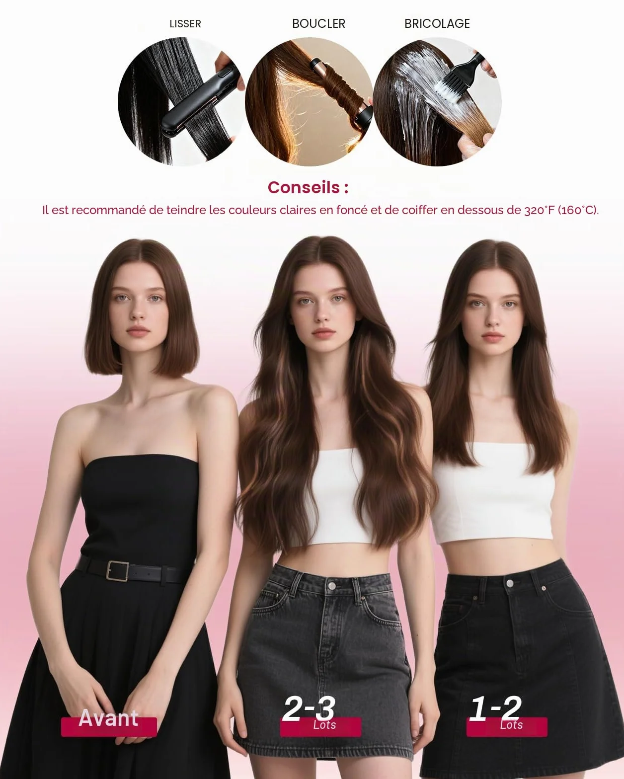 Moresoo Extension Cheveux Naturel Clip Balayage Brun le plus Foncé avec Brun Moyen Extension Clip Cheveux Naturel Remy Lisse Courte #2/6/2 30 cm 5 Pièces 80g