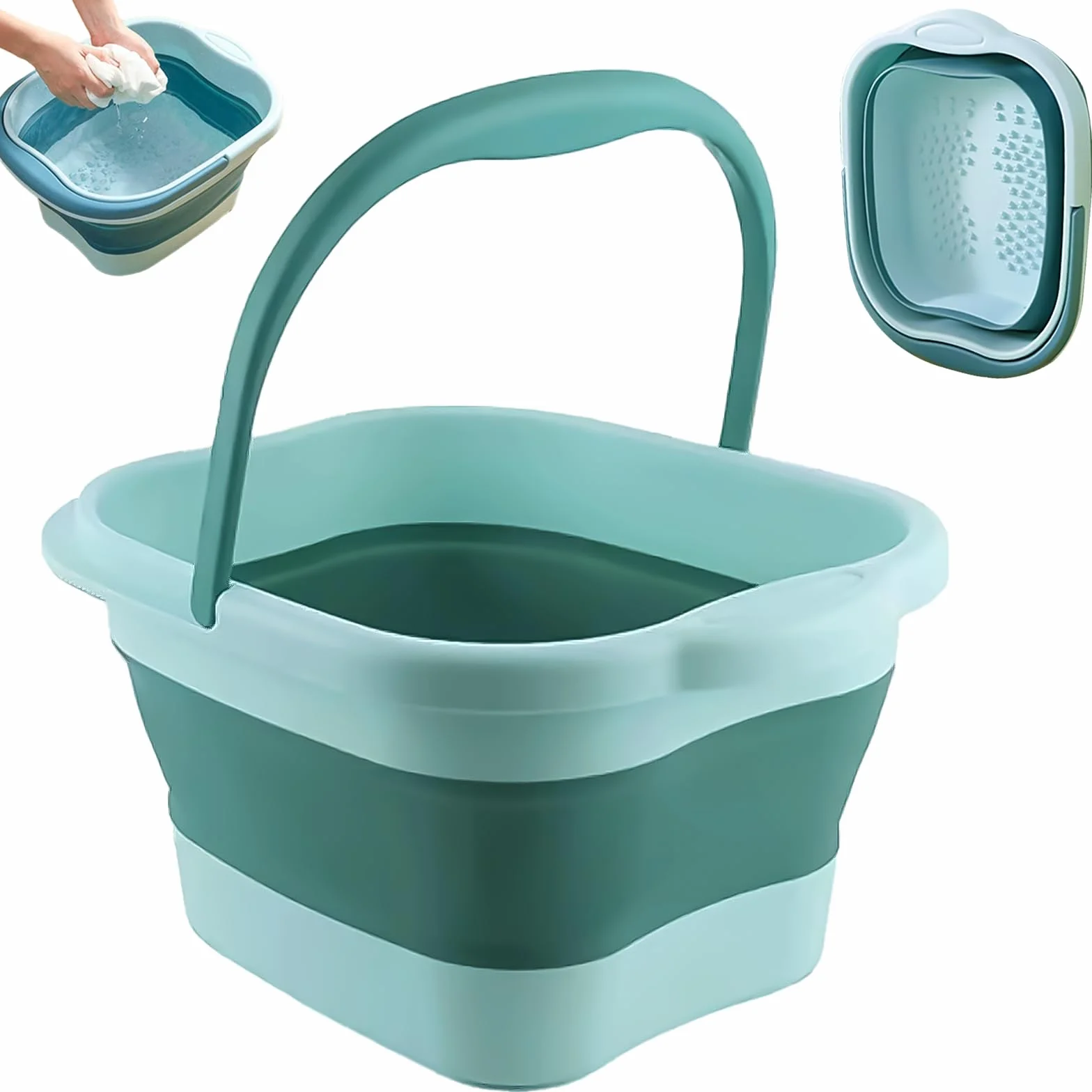 Bain de Pied Plié,Vleuexe Bassine Pied avec Poignée de Transport,Bassine 15 L,Baignoire pour Pieds avec 120 Picots de Massage,Grand Seau Bain de Pieds Parfait pour des Bains de Pieds relaxants Spa
