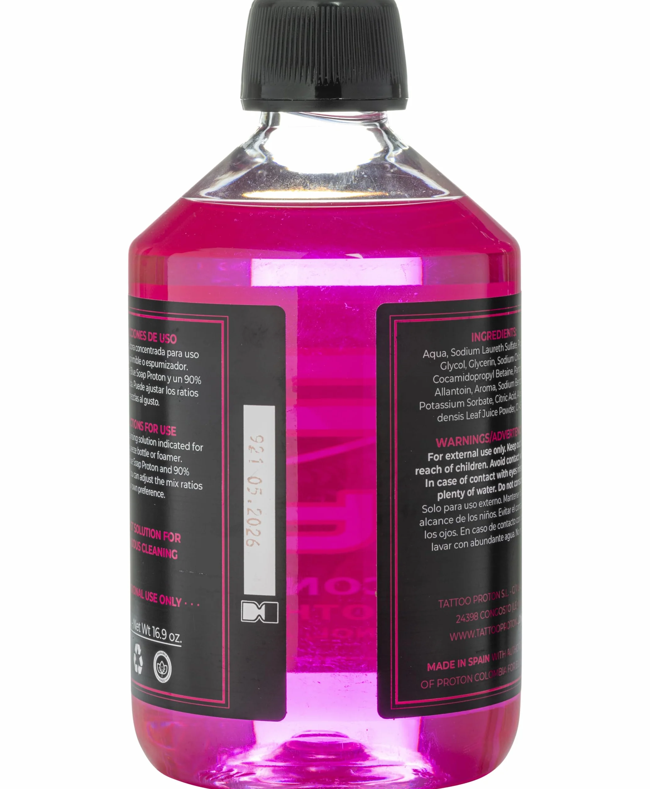 Pink Soap PROTON concentré avec panthénol, allantoïne et aloe vera – 500 ml. Savon pour tatouage.