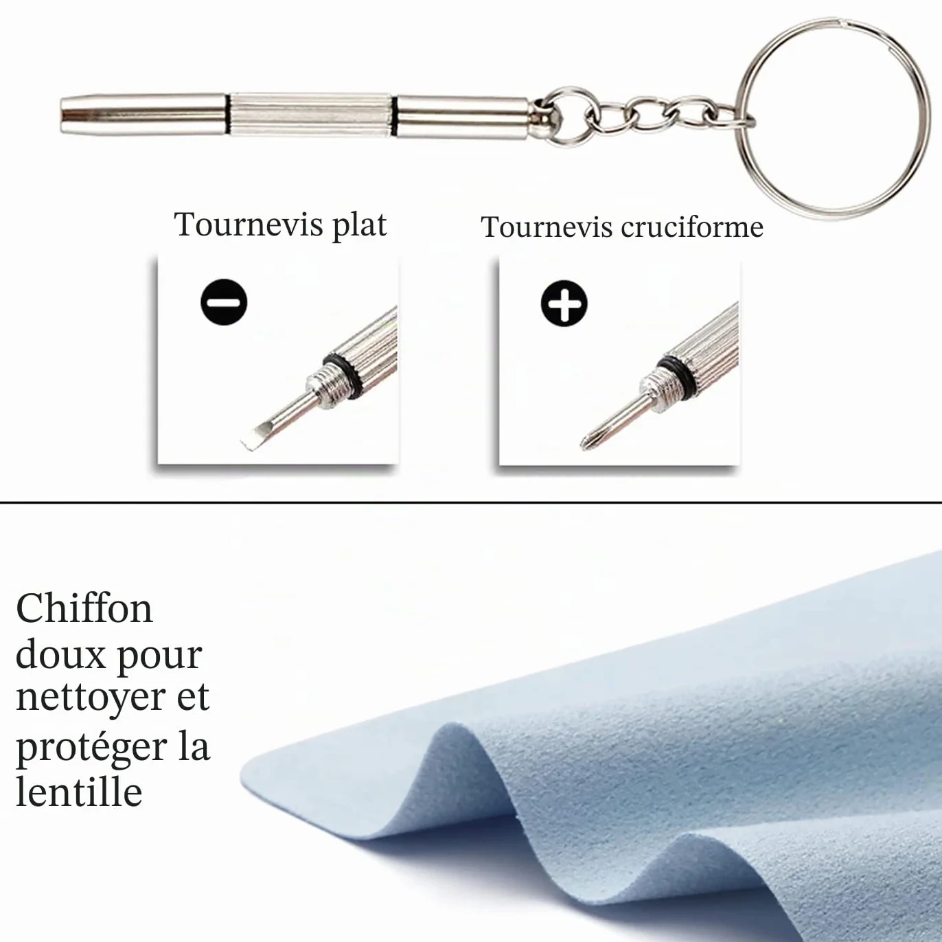 Plaquettes de Nez de Lunettes en Silicone 25 Paires, Kit de Réparation avec Vis Pincette et Chiffon